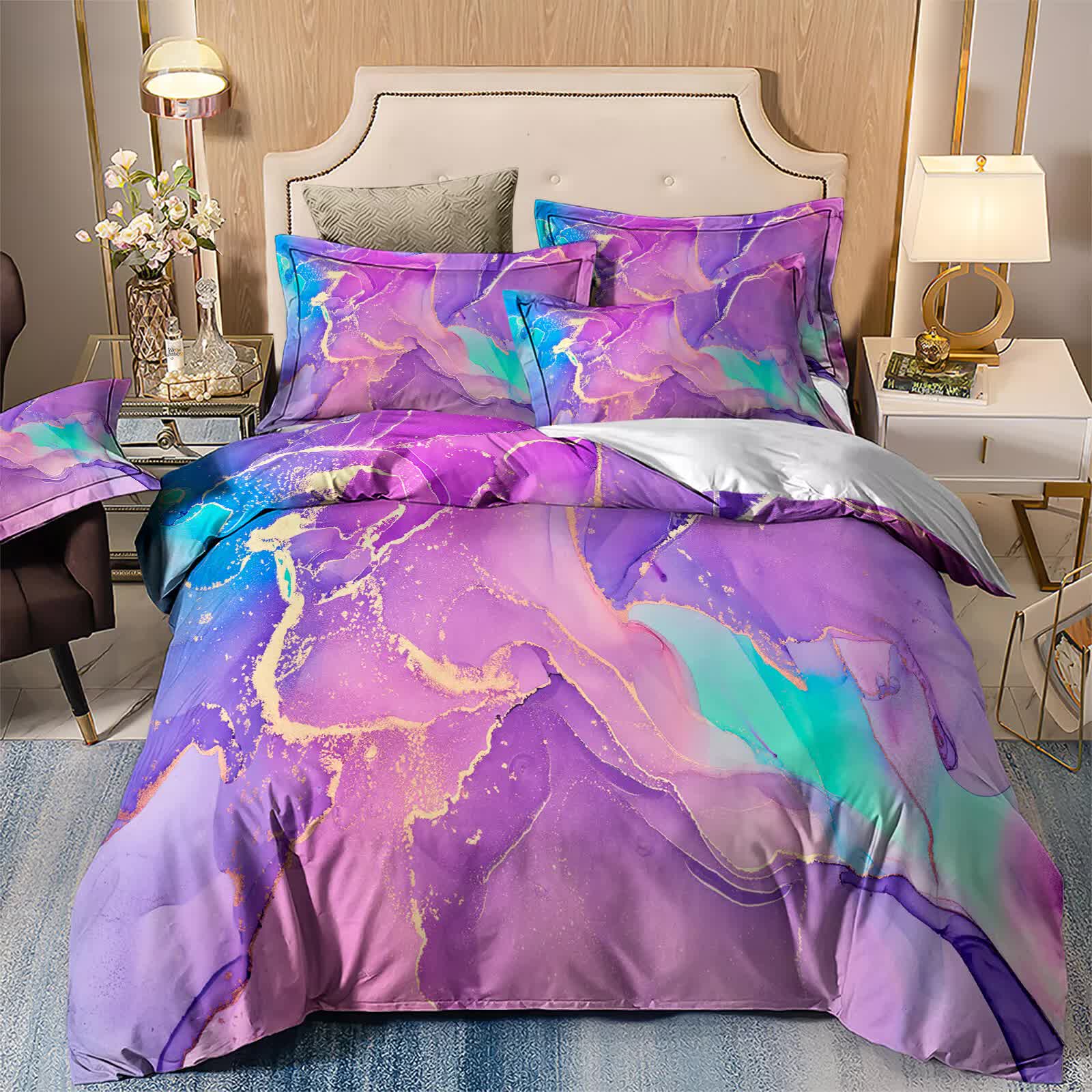 Modern Stripes Duvet Cover Set - Wrinkle-Resistant Material-King 7