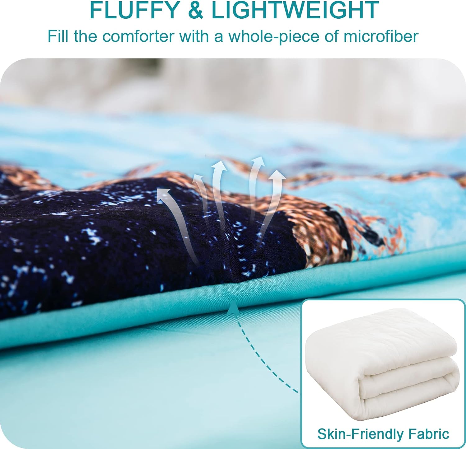 Blue Marble Comforter Set, King Size, Retro Watercolor 3-Piece Bedding Collection 5