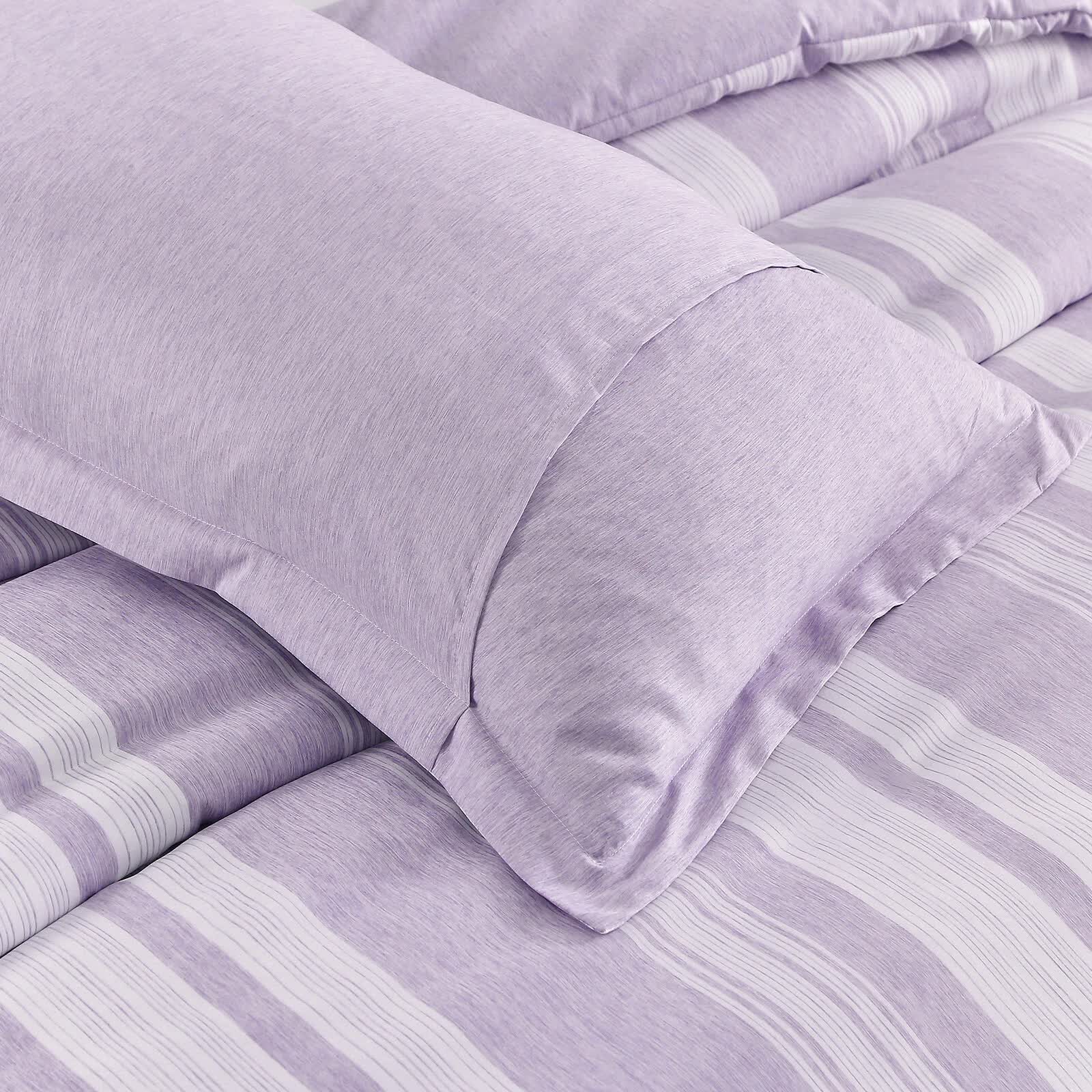 Midnight Calm stripes purple 3‑Piece Bedding – Cozy comforter Style 4