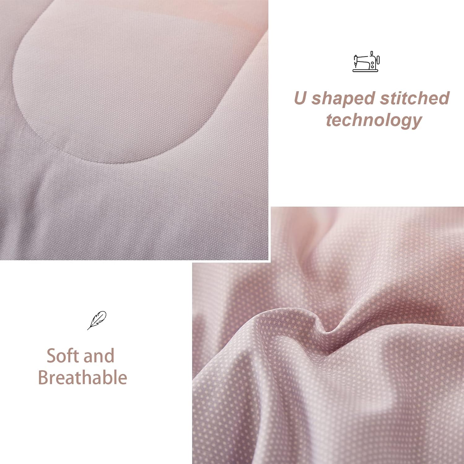 Girls Comforter Set, Queen Size, Ombre Blue Pink Rainbow 3-Piece Bedding Collection 5