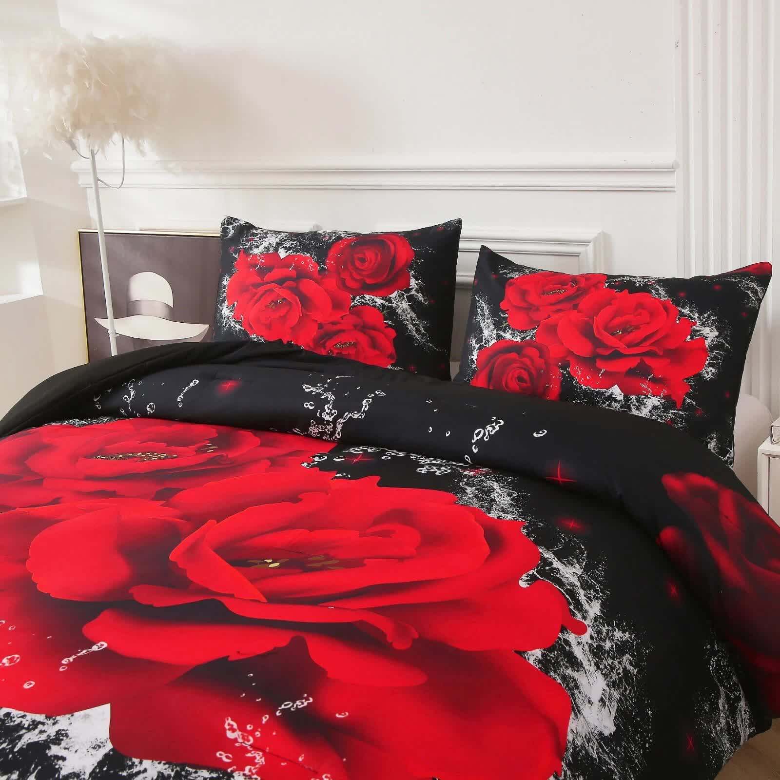 Chill Haven Red Rose 3‑Piece Comforter Bundle – Relax & Recharge Style 3
