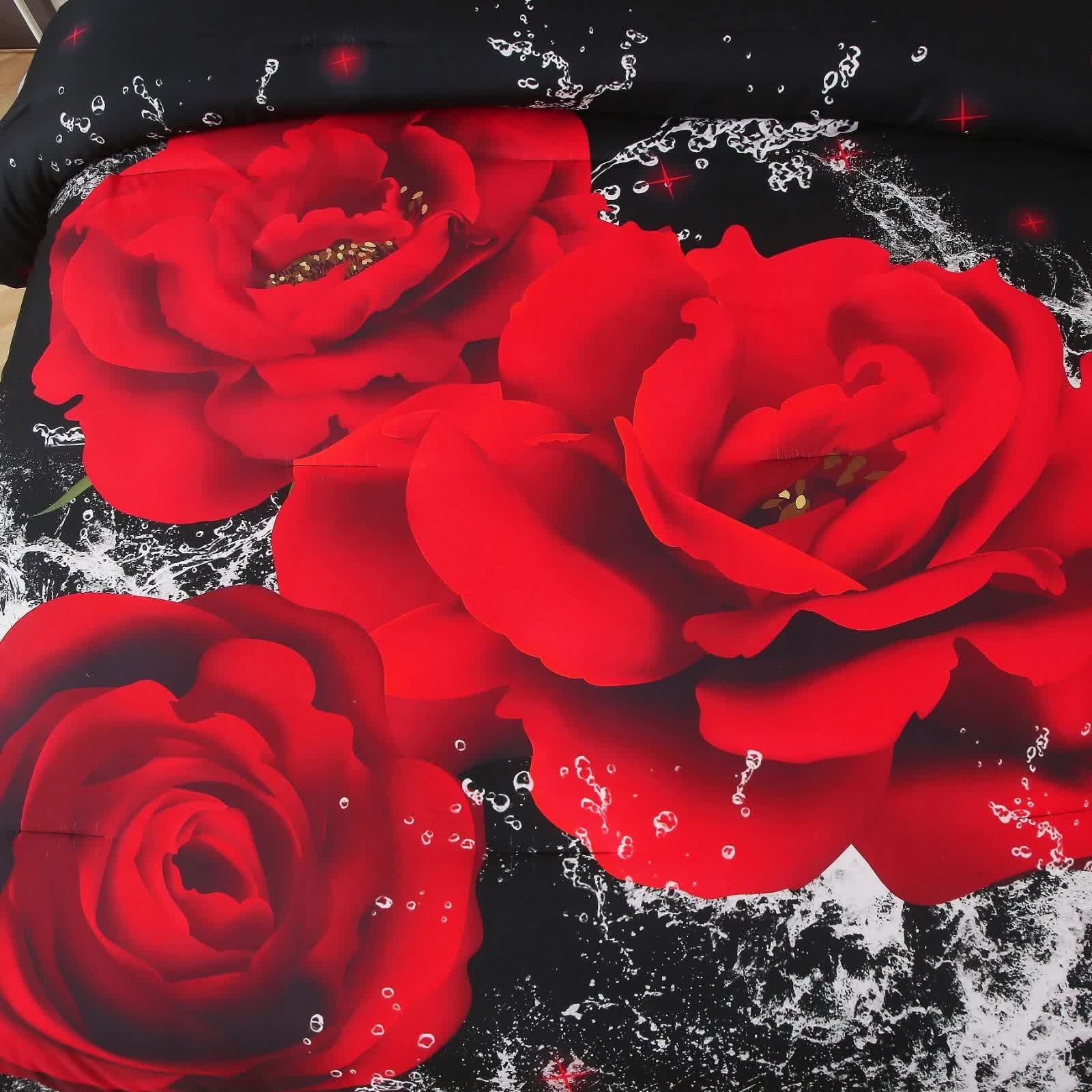 Chill Haven Red Rose 3‑Piece Comforter Bundle – Relax & Recharge Style 6