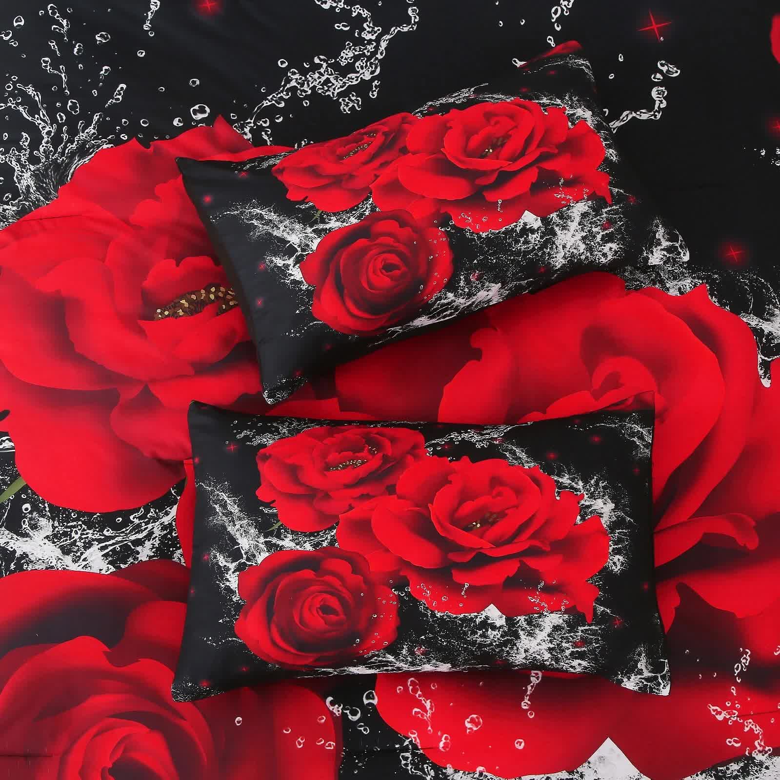 Chill Haven Red Rose 3‑Piece Comforter Bundle – Relax & Recharge Style 7