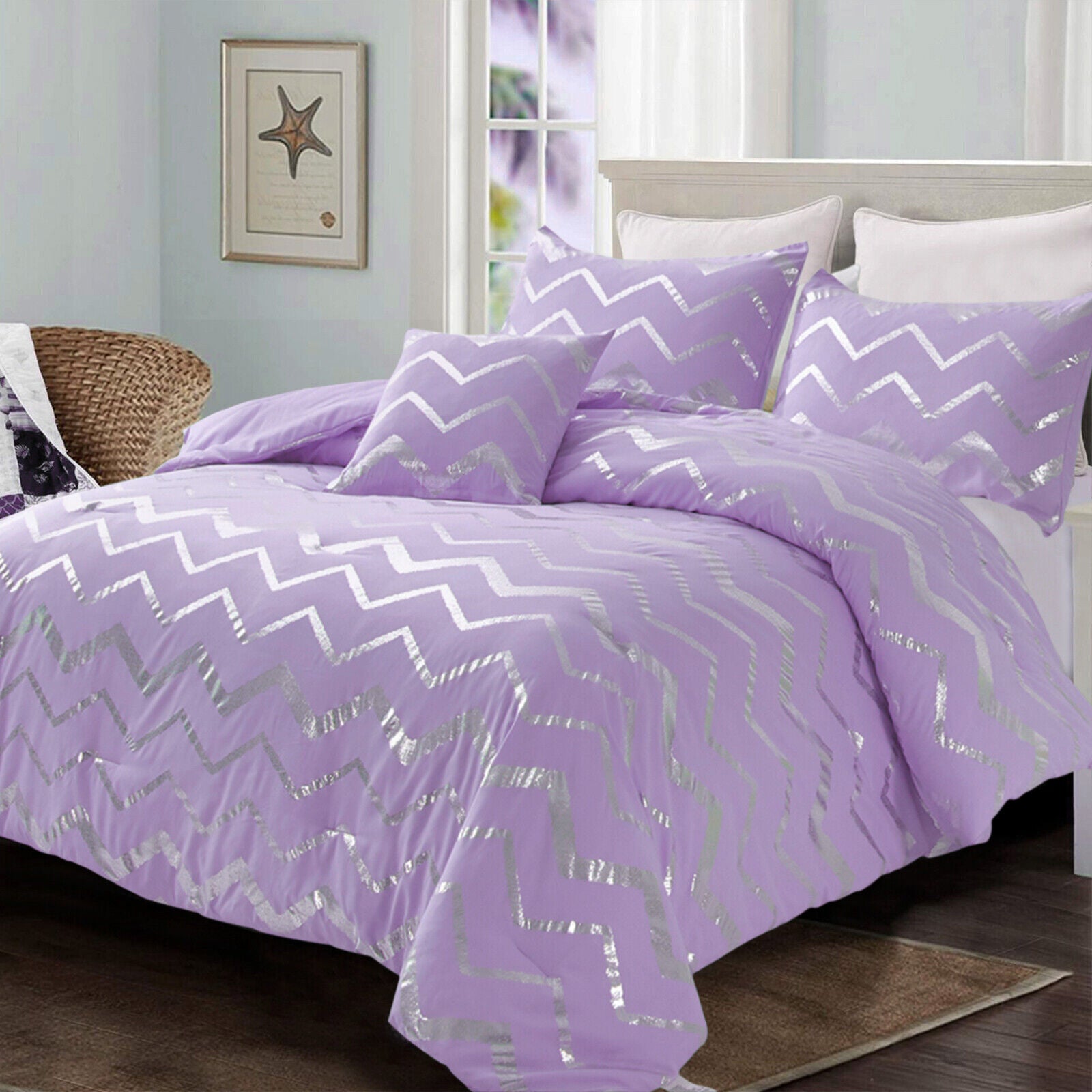 Soft Purple Comforter Set, King Size, Cozy 3-Piece Bedding with Pillowcases 3