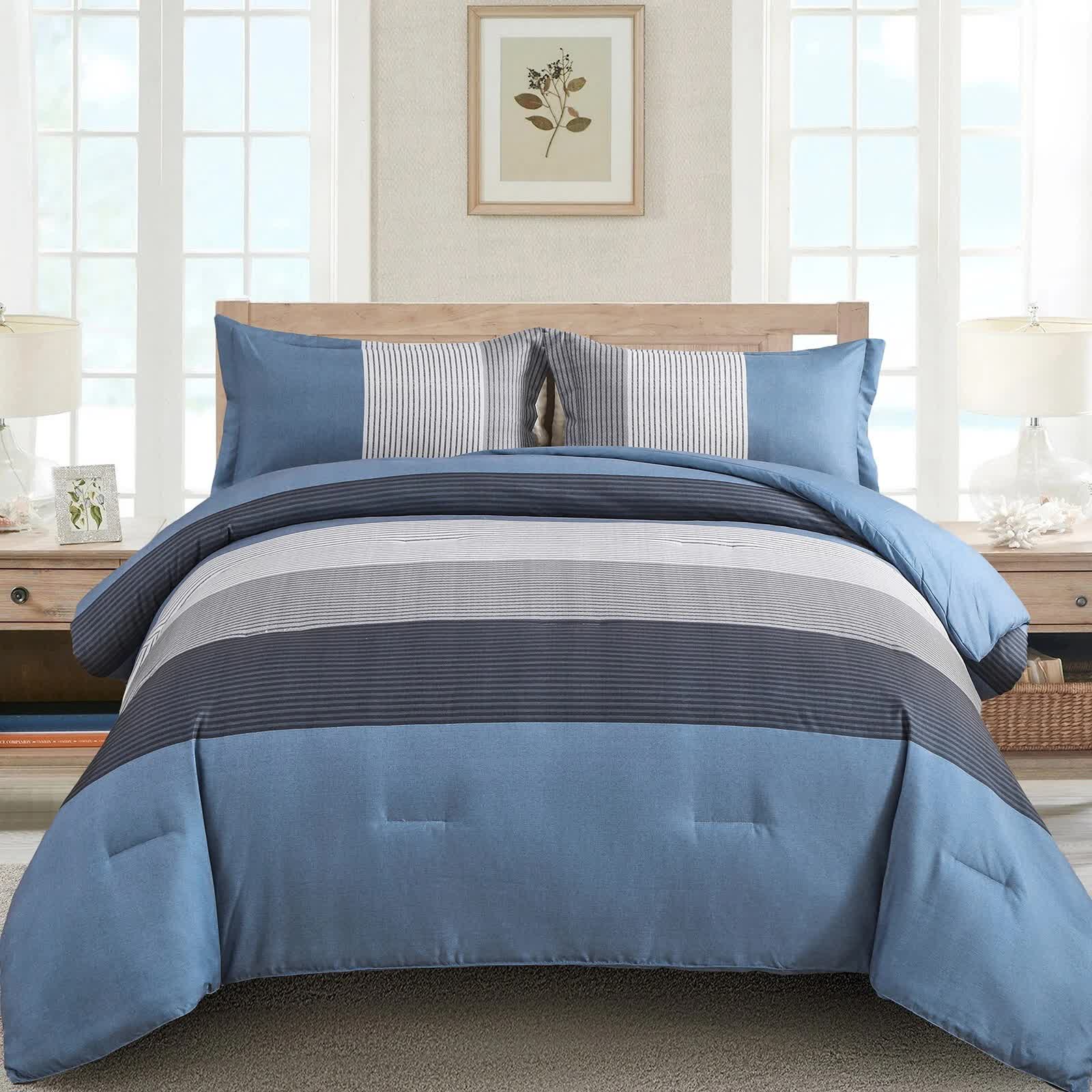 Coastal Drift striped Comforter Bundle – Breezy 3‑Piece Bedding