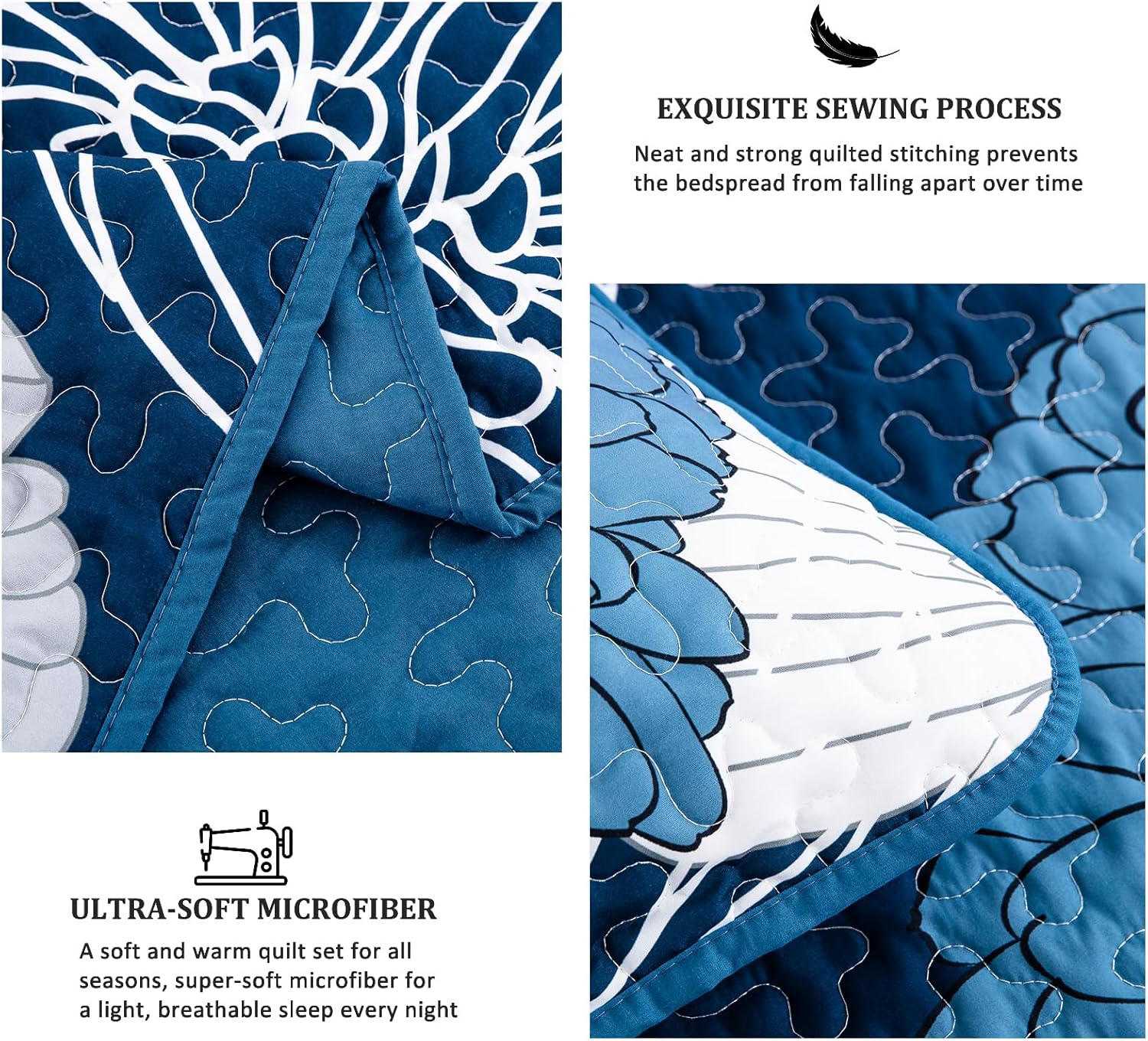 Frosted Magnolia Chic blue 3 Pc Comforter & Pillow Cover Set KING 4