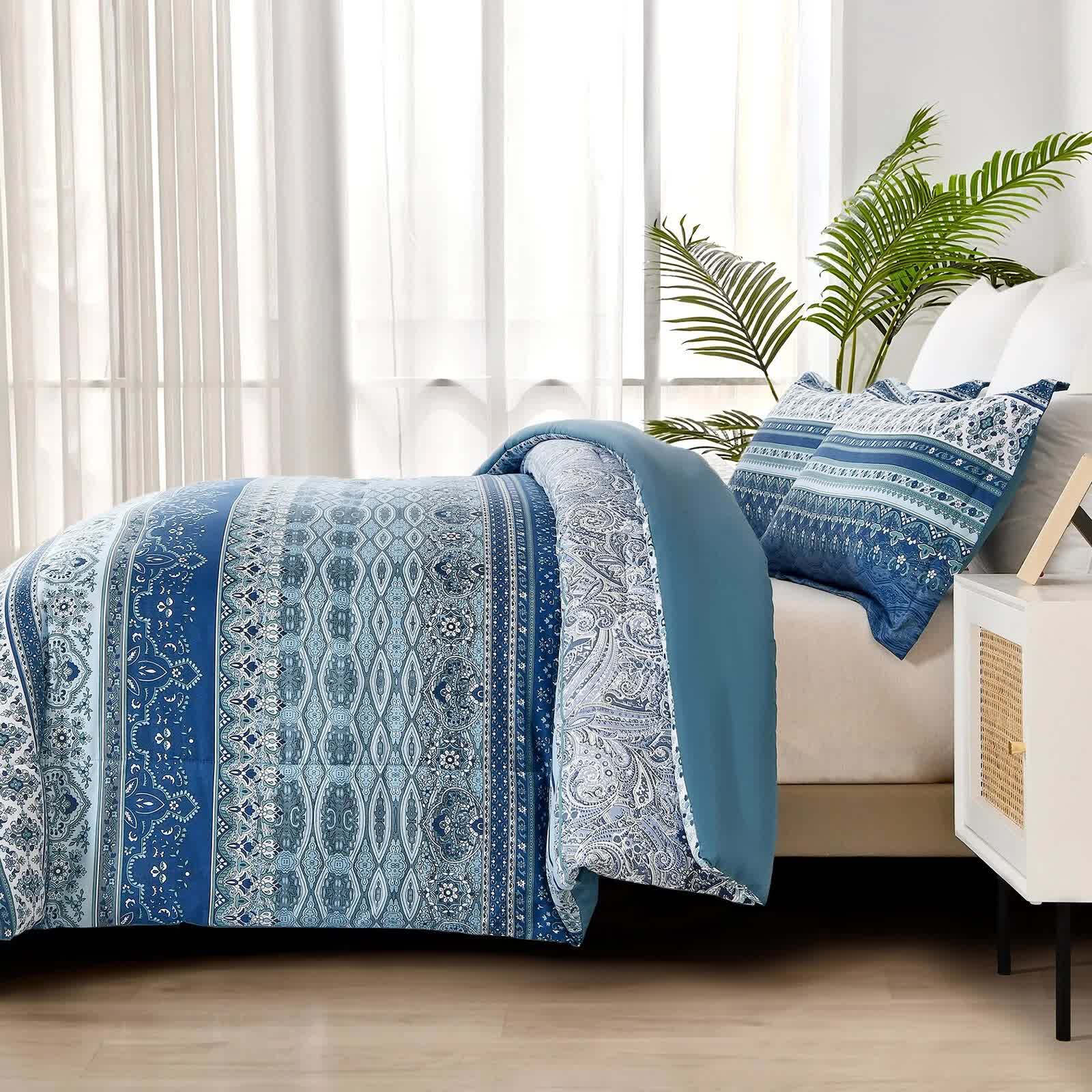 Boho Vibes blue Bedding Set – 3‑Piece Comforter & Pillow Covers 3