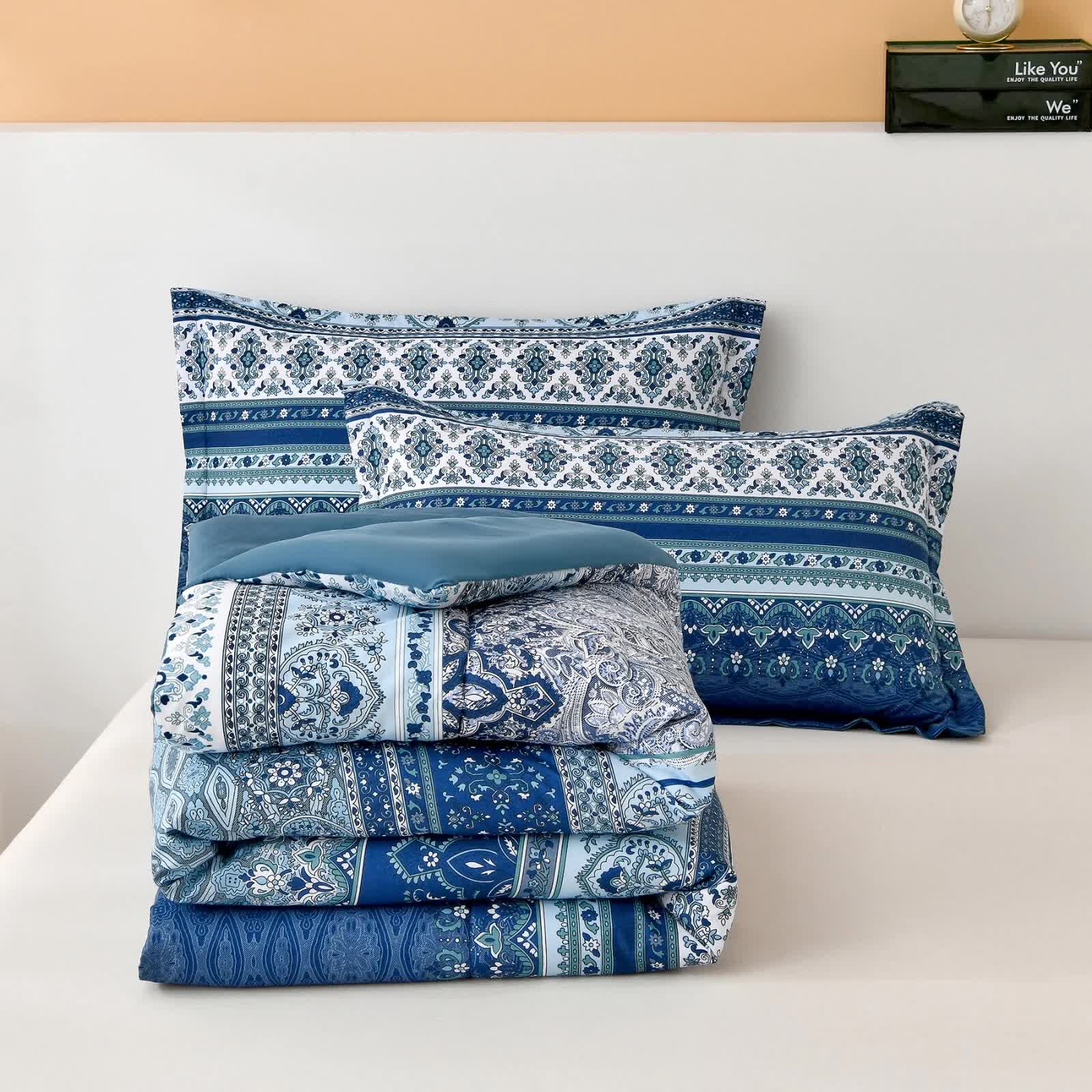 Boho Vibes blue Bedding Set – 3‑Piece Comforter & Pillow Covers 10