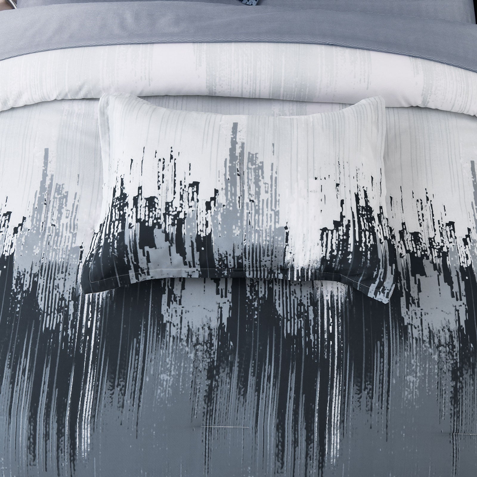 Floral Stripes Comforter Set, King Size, Warm 3-Piece Bedding with Pillowcases 6