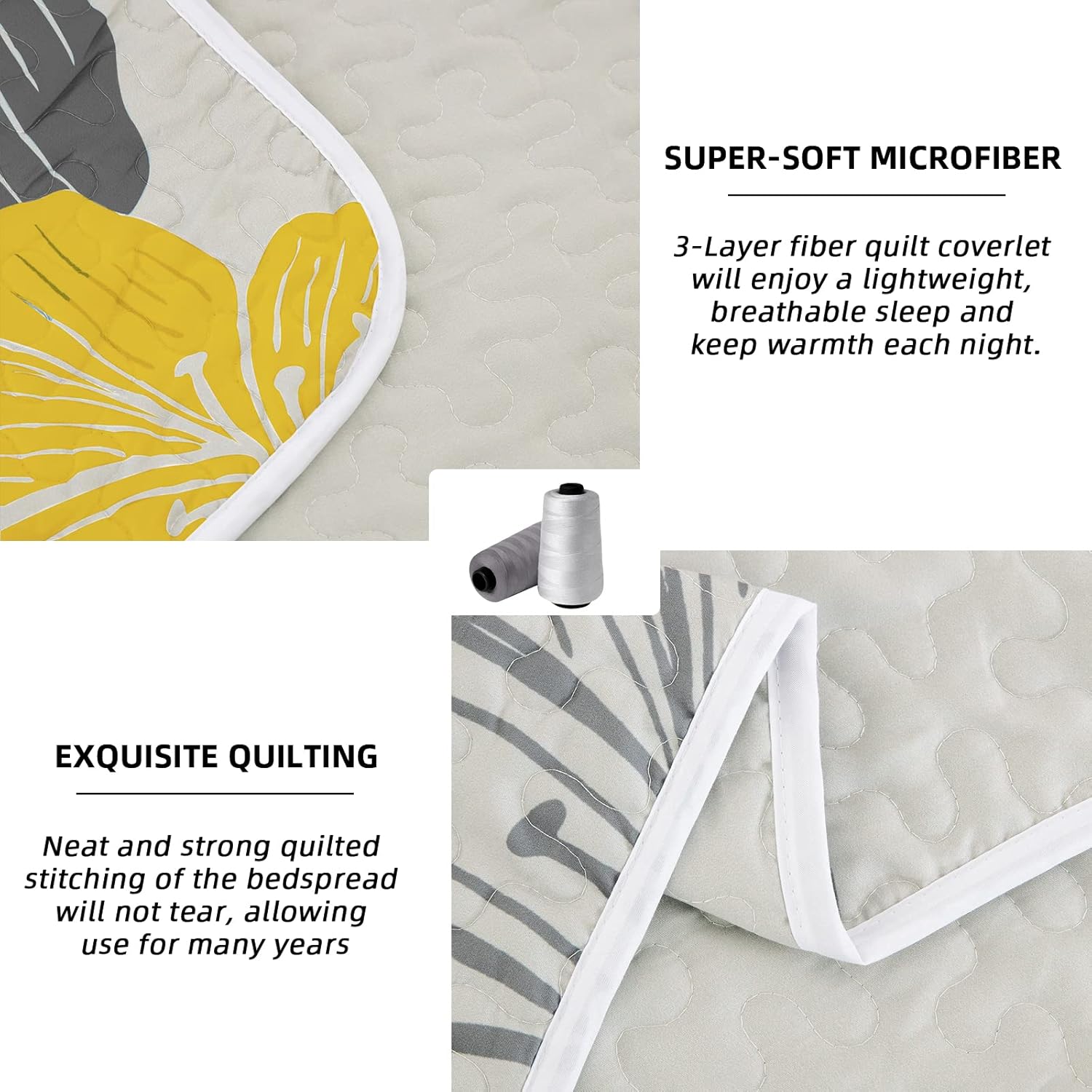 Delicate Quilted Coverlet and Pillowcases Set: Soft Touch for a Restful Night - Queen size 5