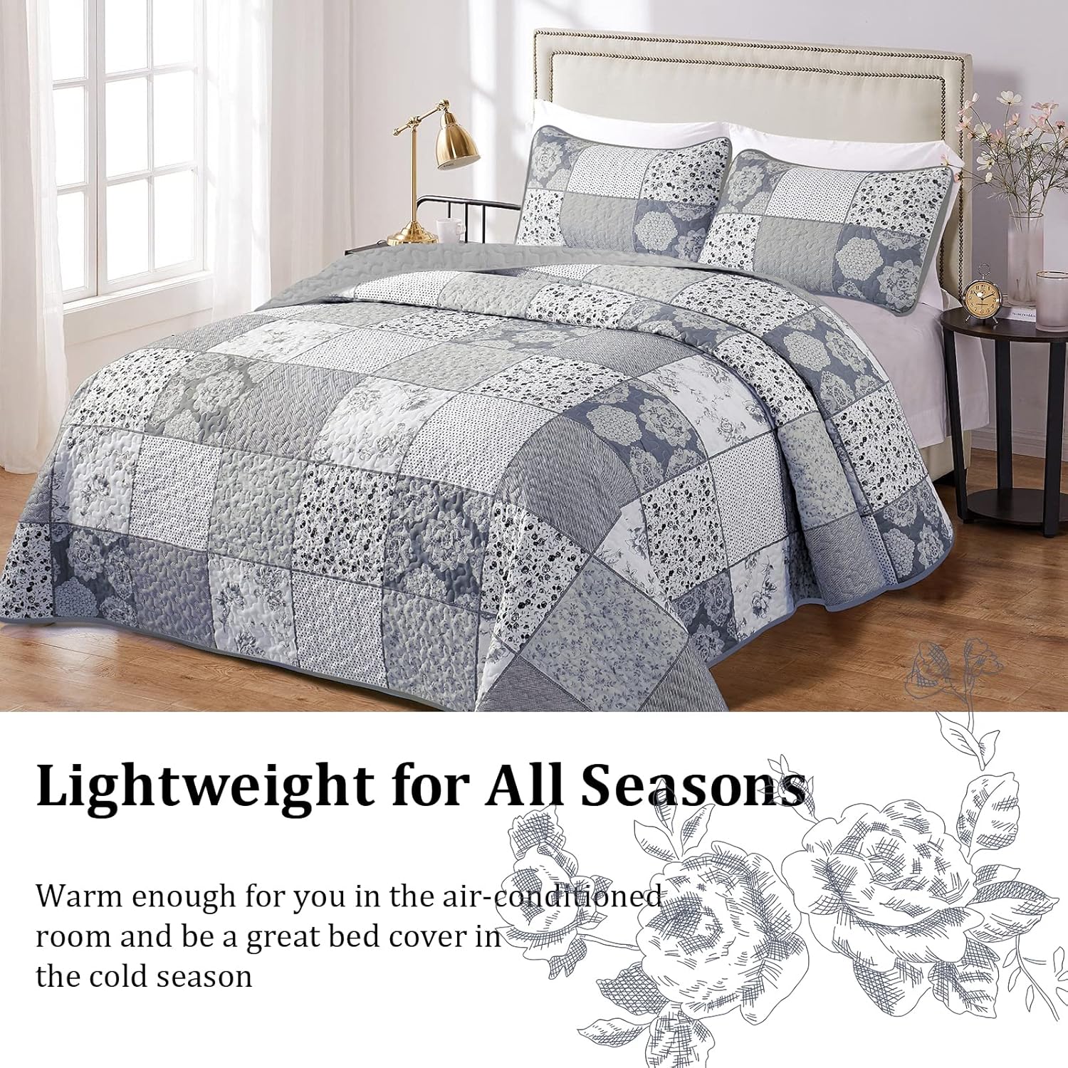 Nurturing Quilted Coverlet and Pillowcases Set: Perfect for Restful Sleep - Queen size 6