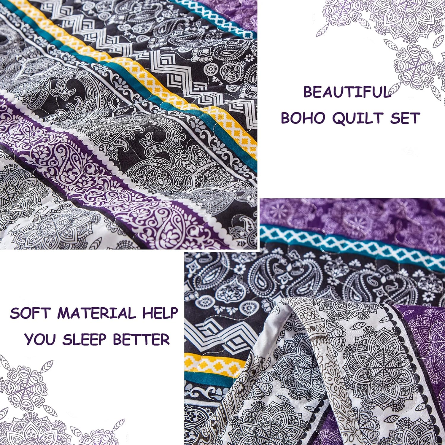 Aesthetic Quilted Bedspread and Pillowcases Set: Unify Your Bedroom's Look - Queen size 6