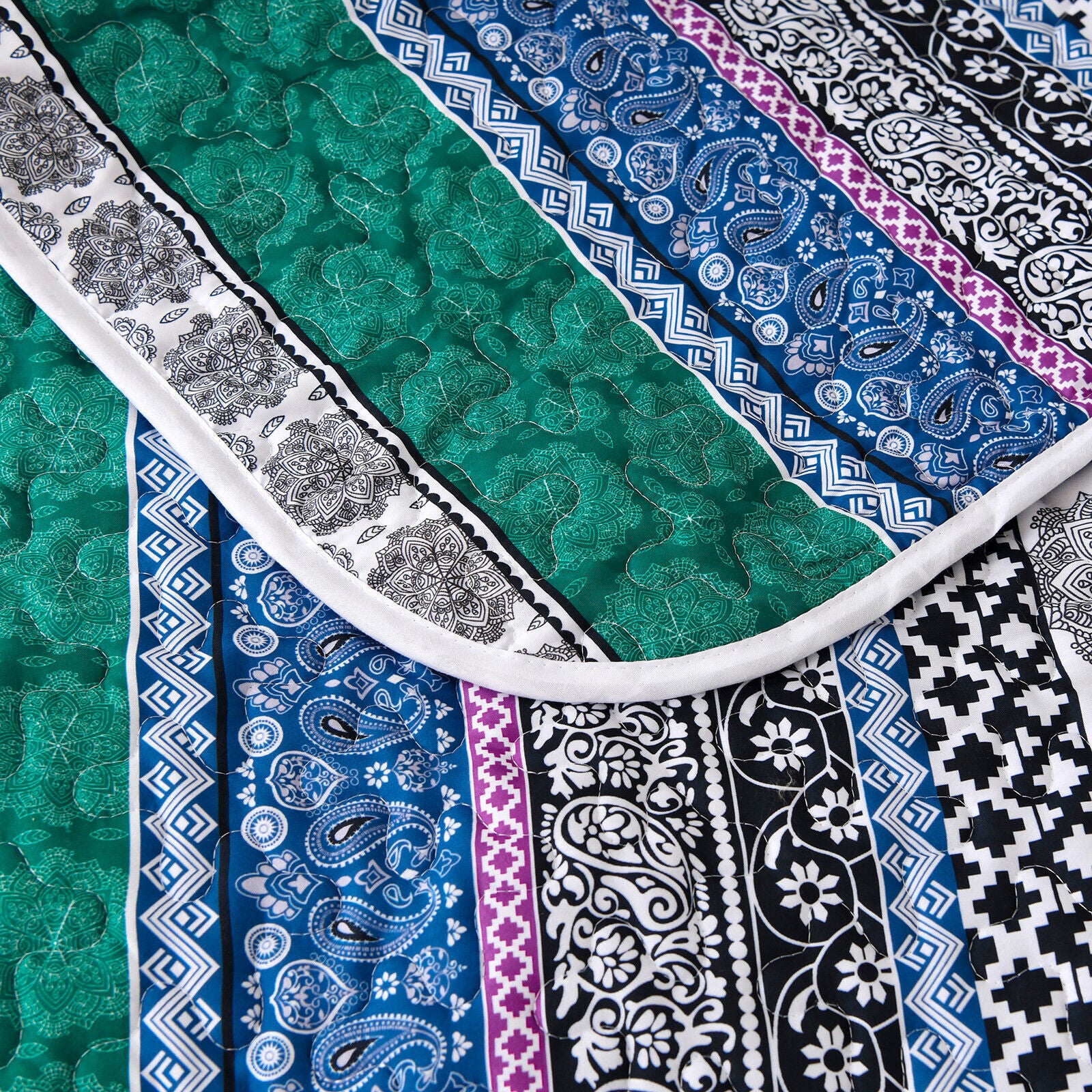 Romantic Blush green grey 3 Pc Bedspread & Pillow Cover Set 4