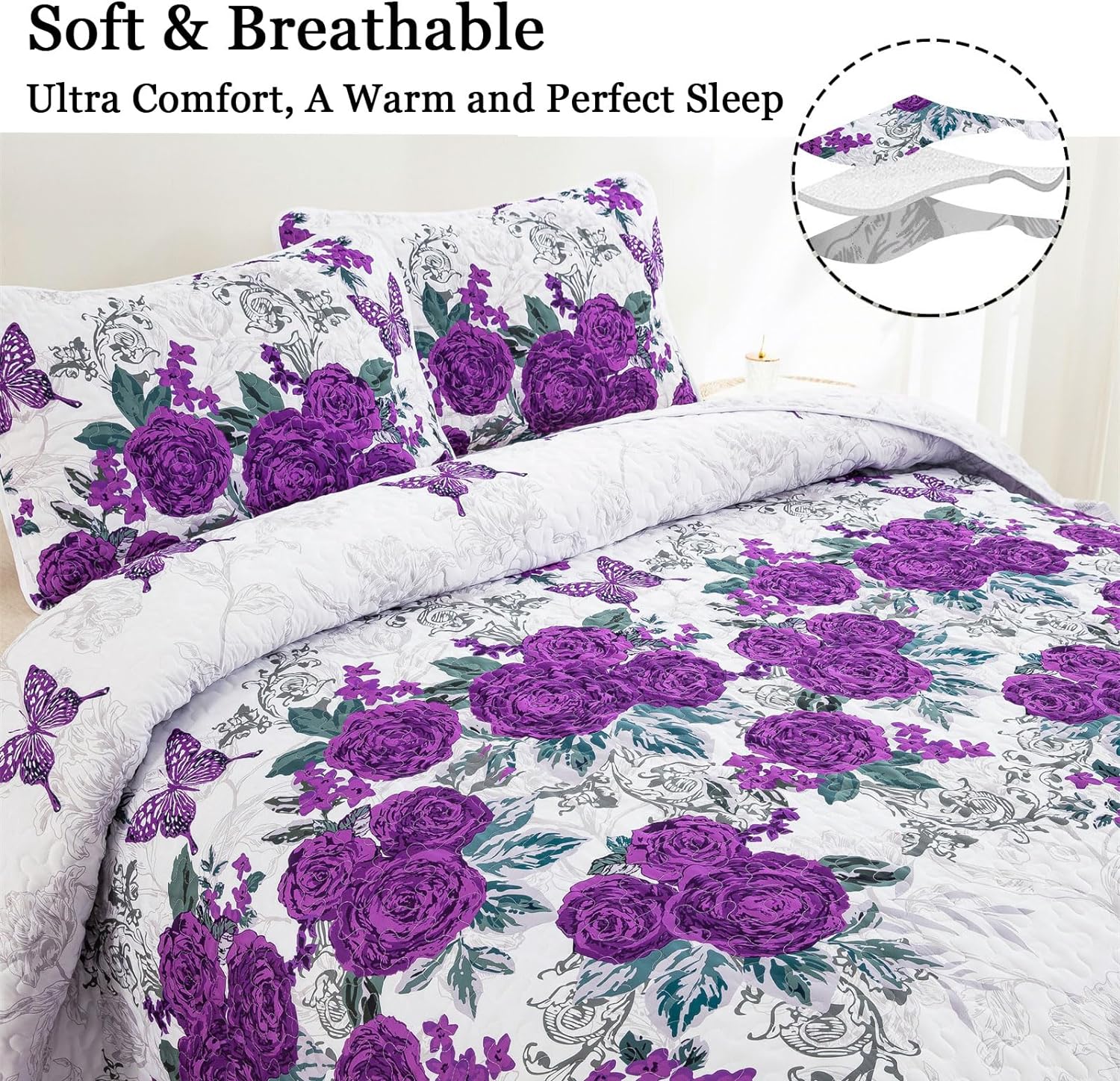 Eclectic Quilted coverlet and pillowcovers set: Add Unique Flair - Queen size 4