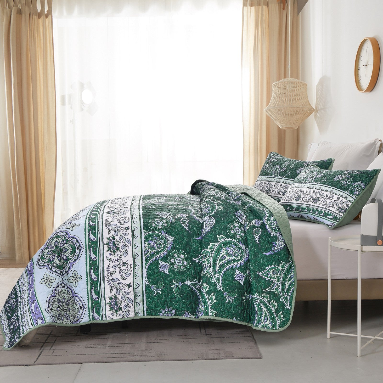 Breezy Tropical green Cozy 3 Pc Bedspread & Pillow Cover Set 3