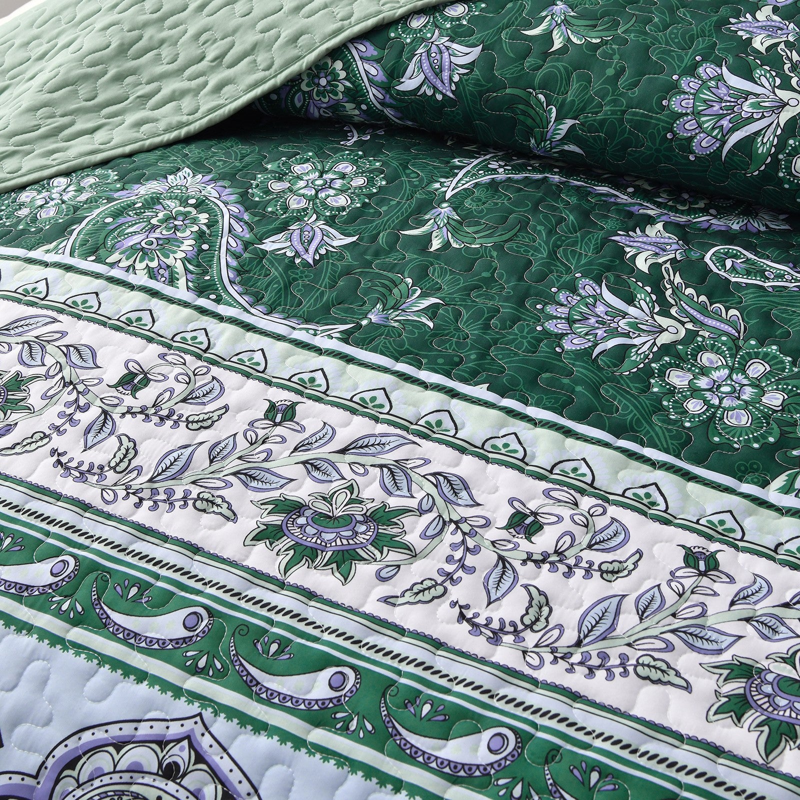 Breezy Tropical green Cozy 3 Pc Bedspread & Pillow Cover Set 5