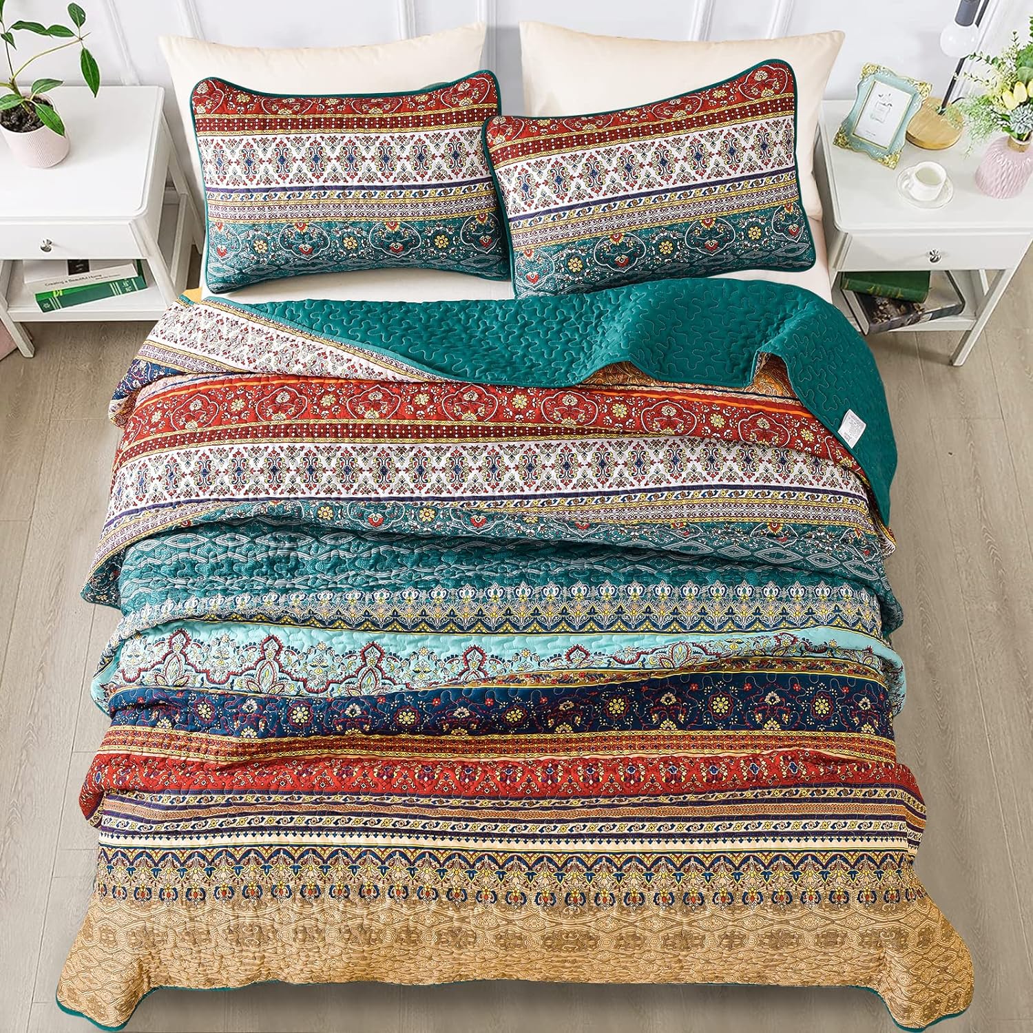 Textured Quilted bedspread and pillowcovers set: Add Depth and Dimension - Queen size 4