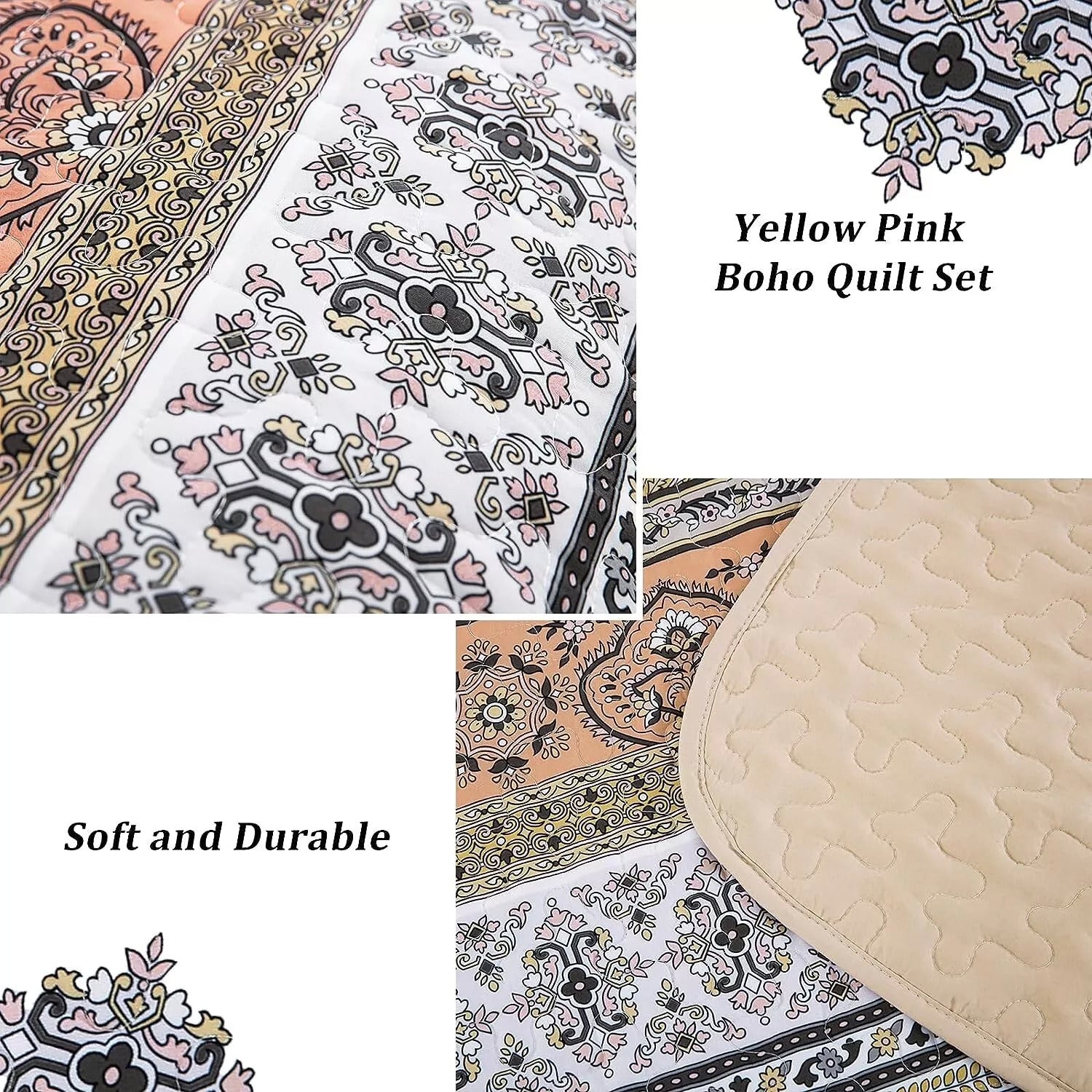 Crafted Quilted Bedspread and Pillowcases Set: A Testament to Skilled Craftsmanship - Queen size 10