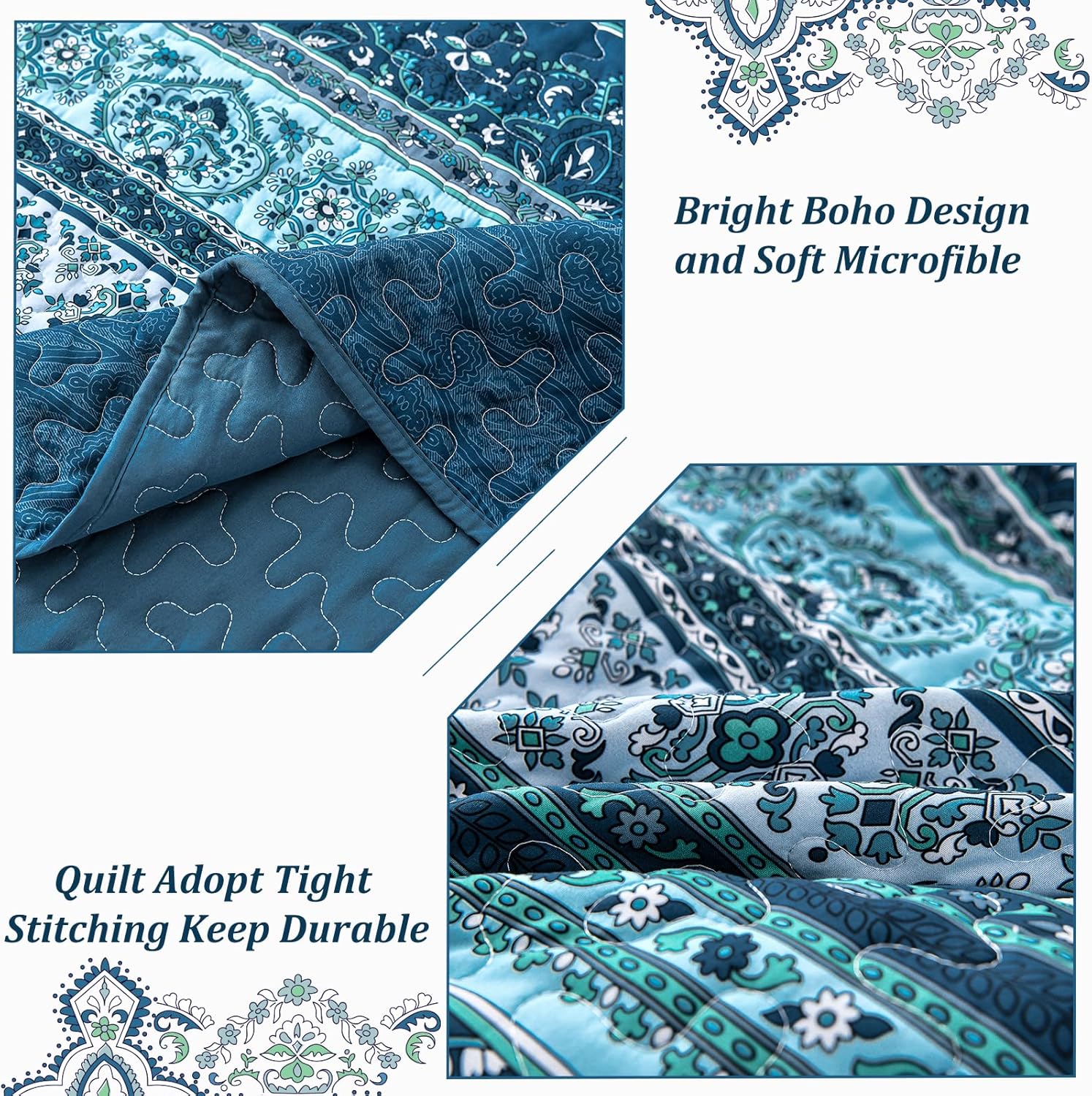 Opalescent Quilted coverlet and pillowcovers set: Shimmering Beauty - Queen size 6