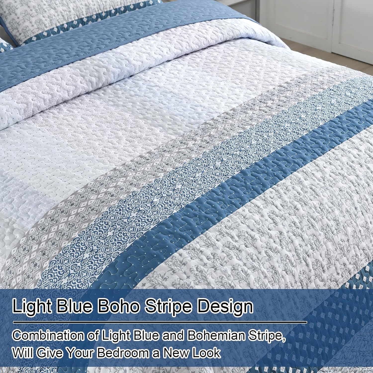 Dazzling Quilted bedspread and pillowcovers set: Add Sparkle to Your Space - Queen size 5
