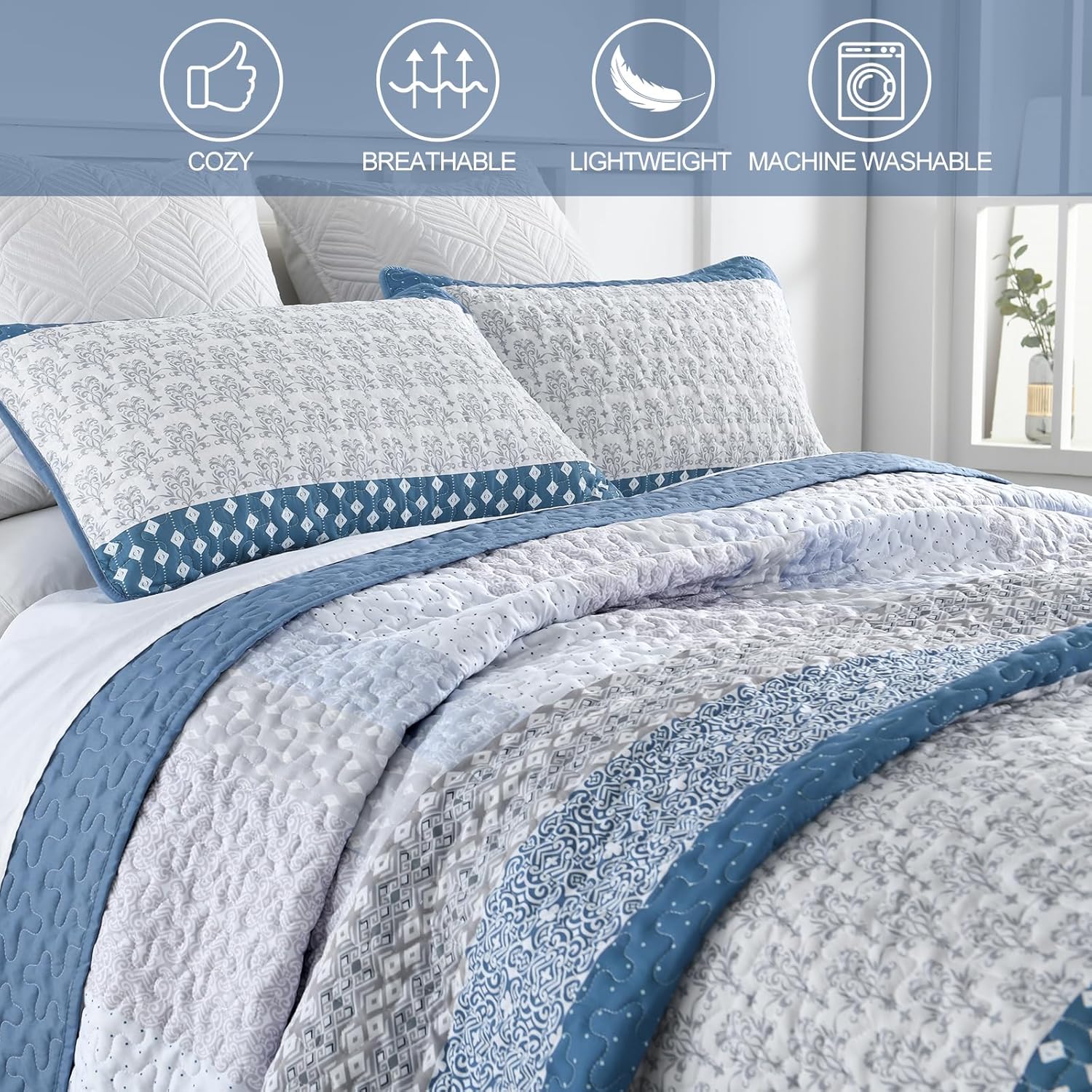 Dazzling Quilted bedspread and pillowcovers set: Add Sparkle to Your Space - Queen size 6
