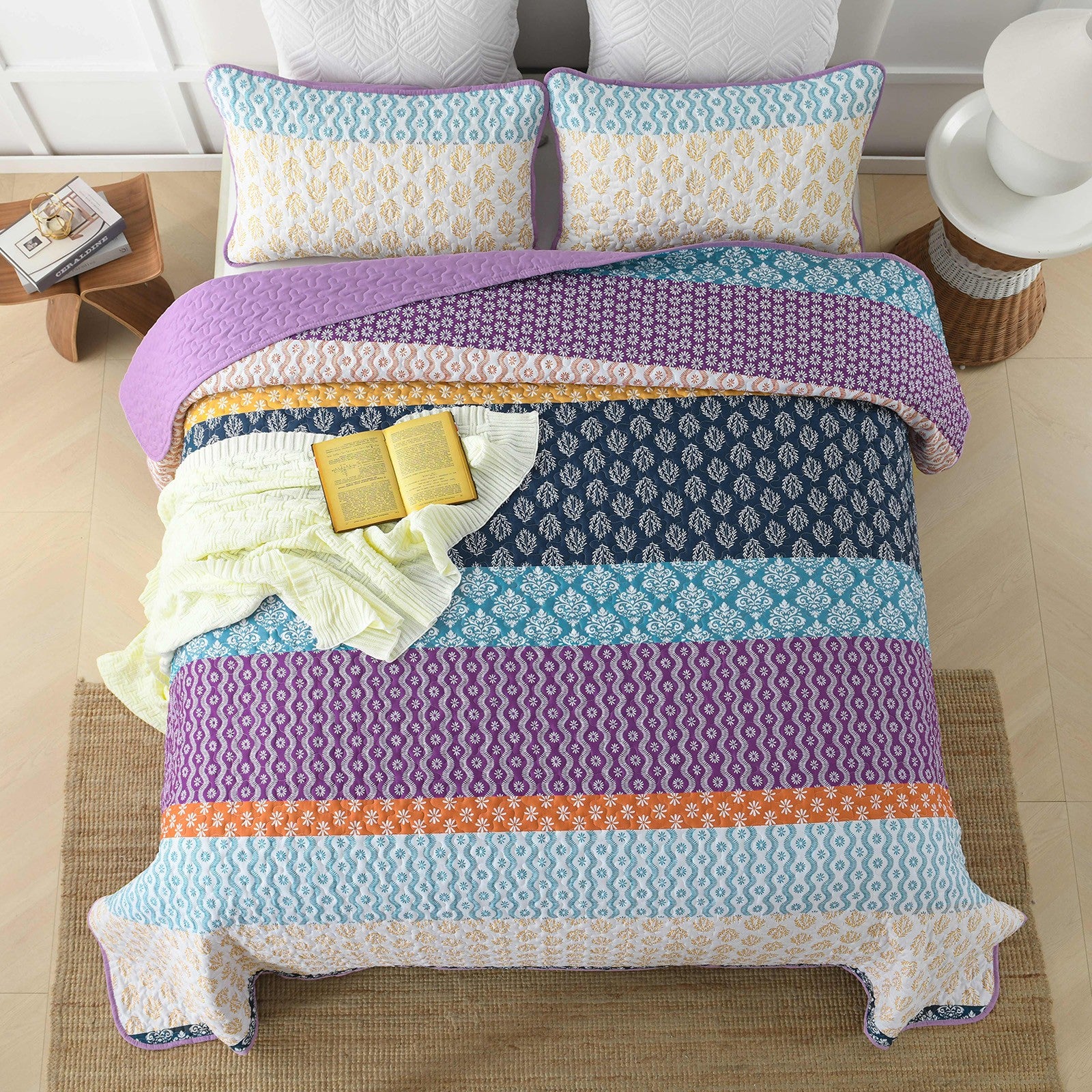 Quirky Quilted coverlet and pillowcovers set: Add Personality to Your Space - Queen size 8