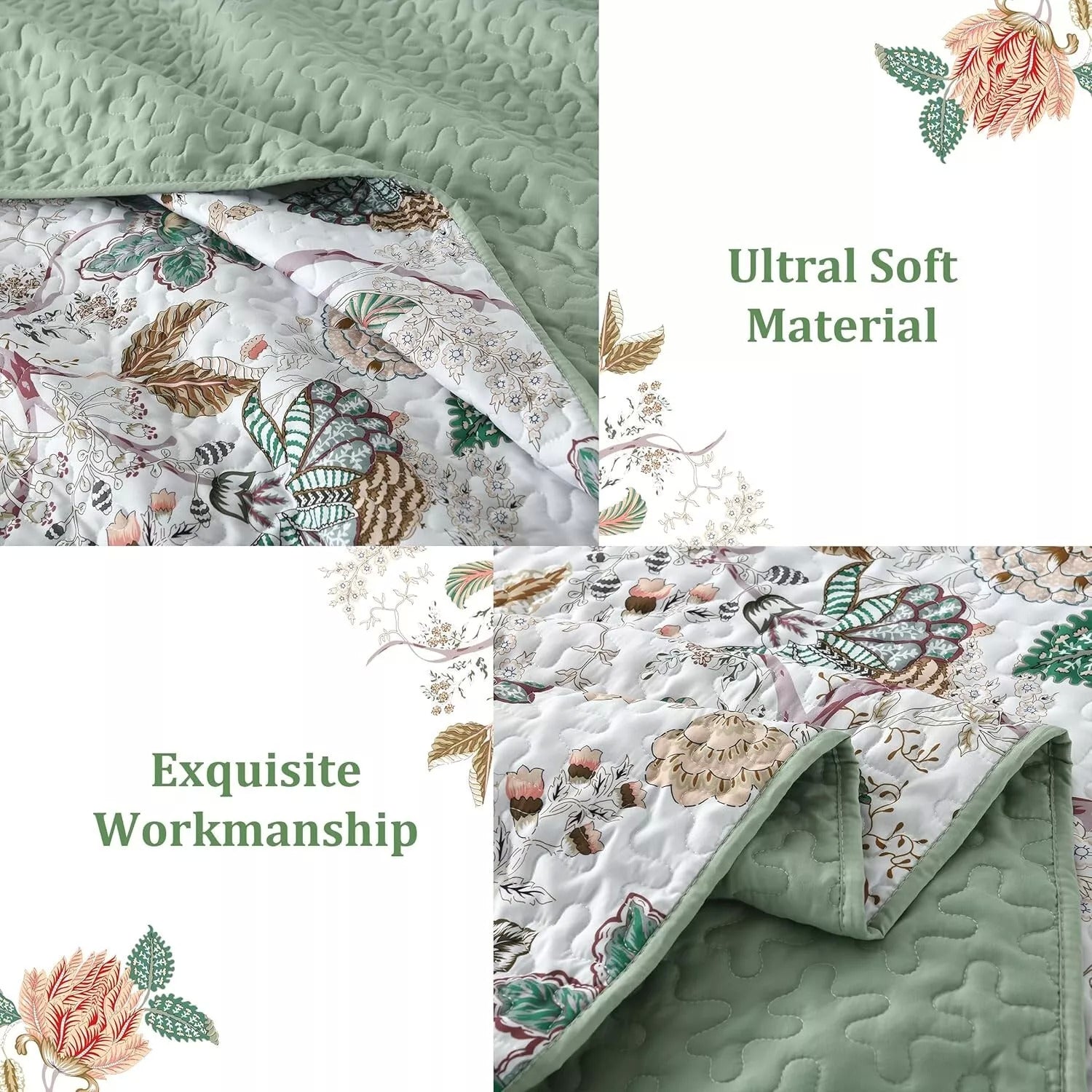 Understated Quilted coverlet and pillowcovers set: Subtle Elegance - Queen size 6