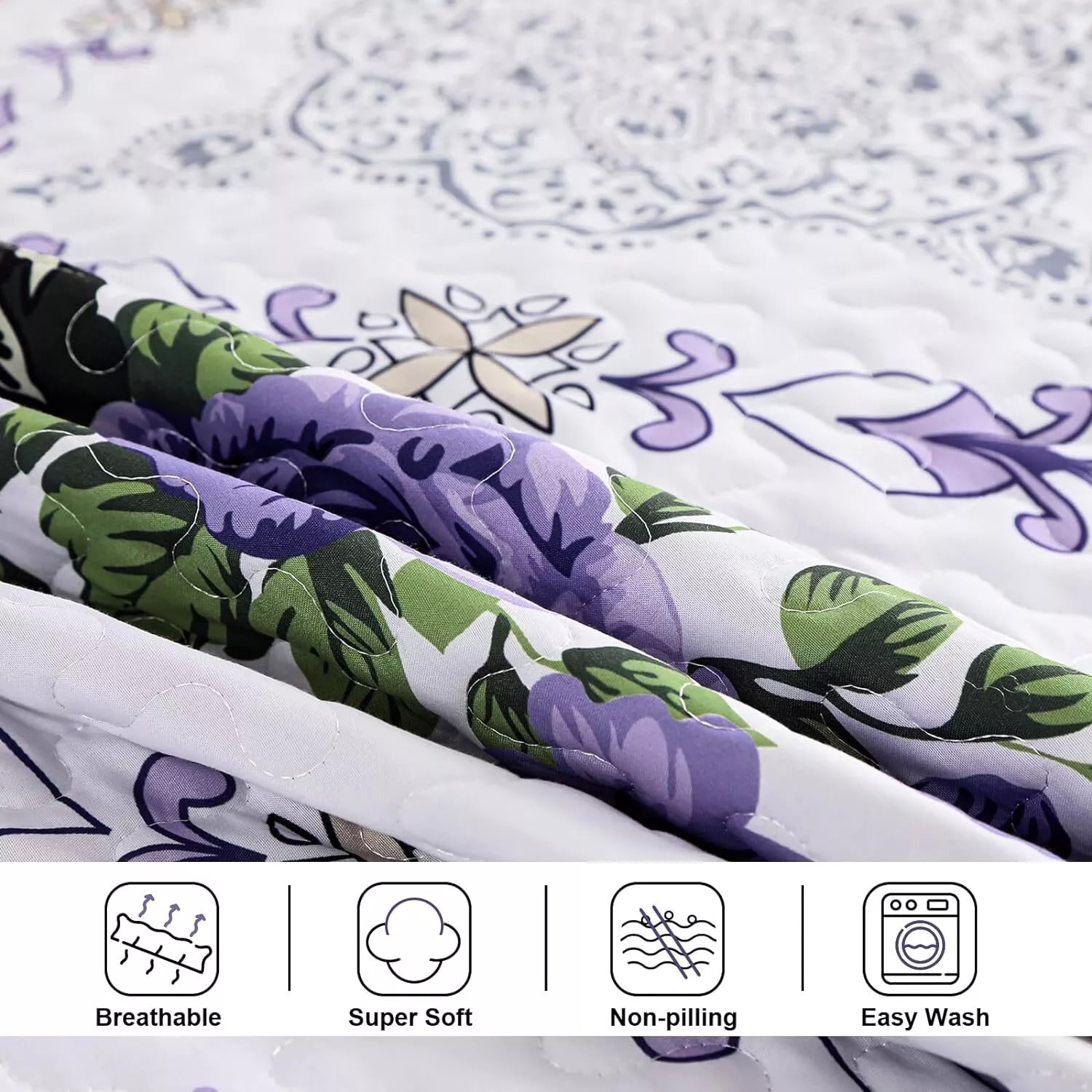 Kaleidoscopic Quilted coverlet and pillowcovers set: Burst of Colors - Queen size 4