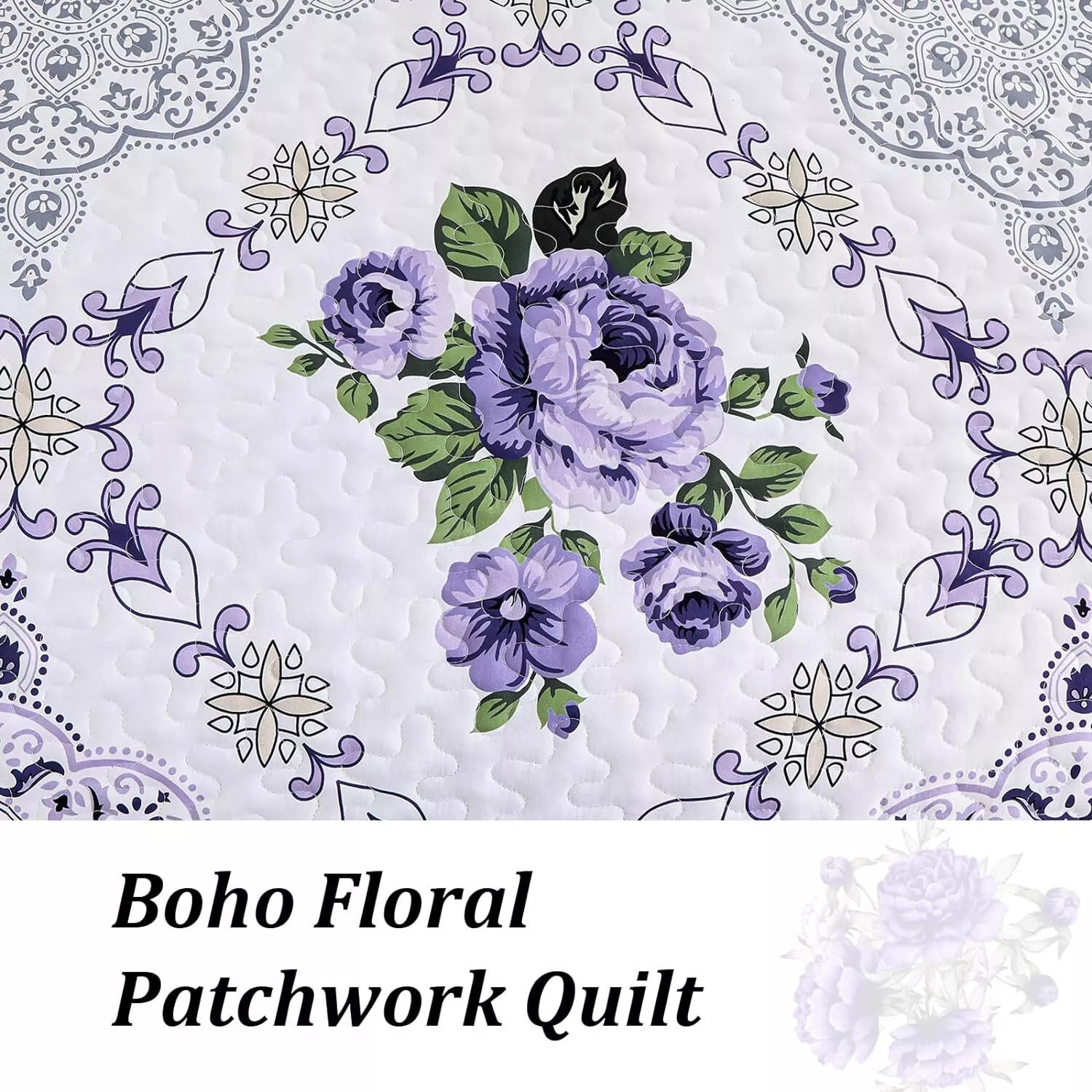 Kaleidoscopic Quilted coverlet and pillowcovers set: Burst of Colors - Queen size 5