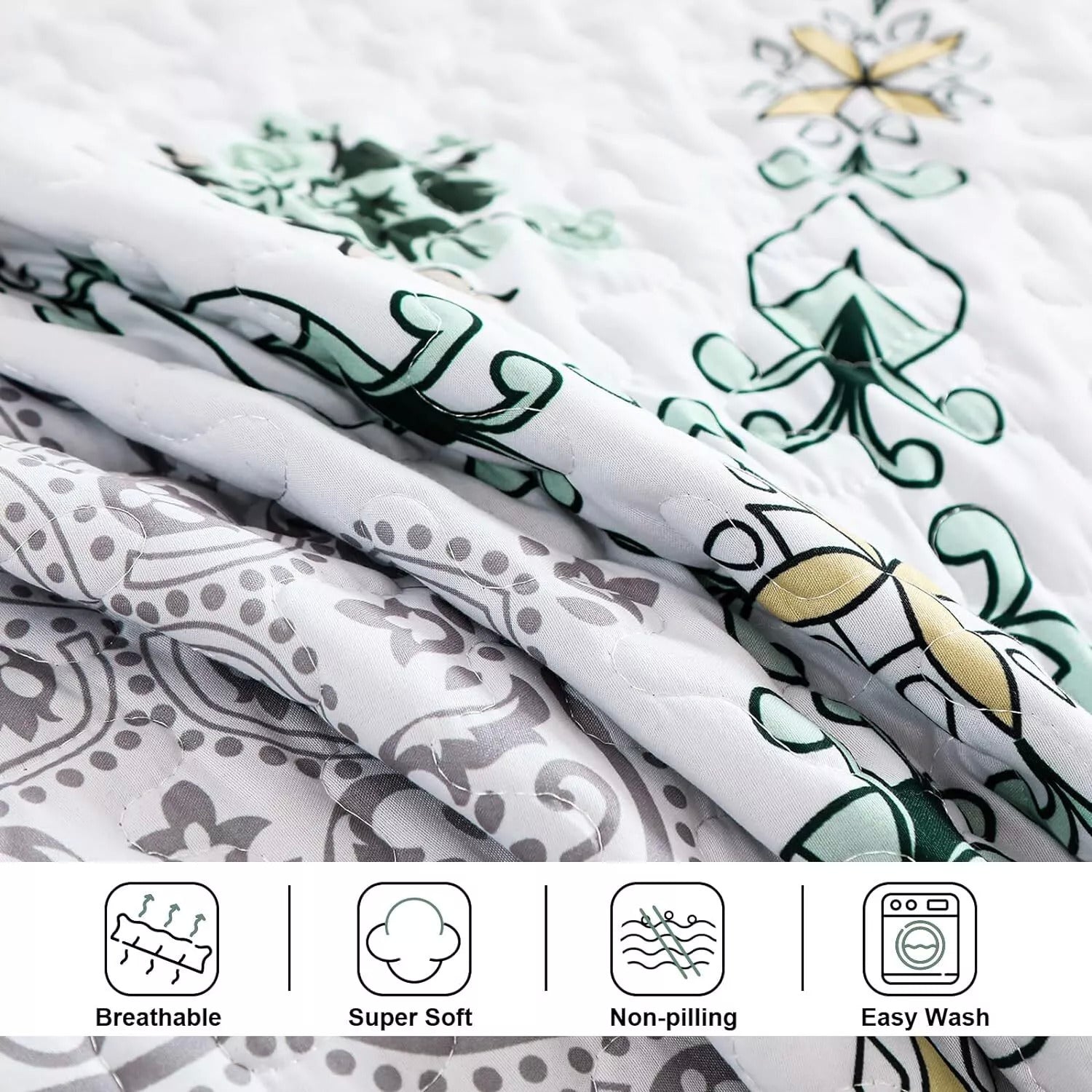 Exquisite Quilted Bedspread and Pillowcases Set: A Touch of Elegance for Your Space - Queen size 3