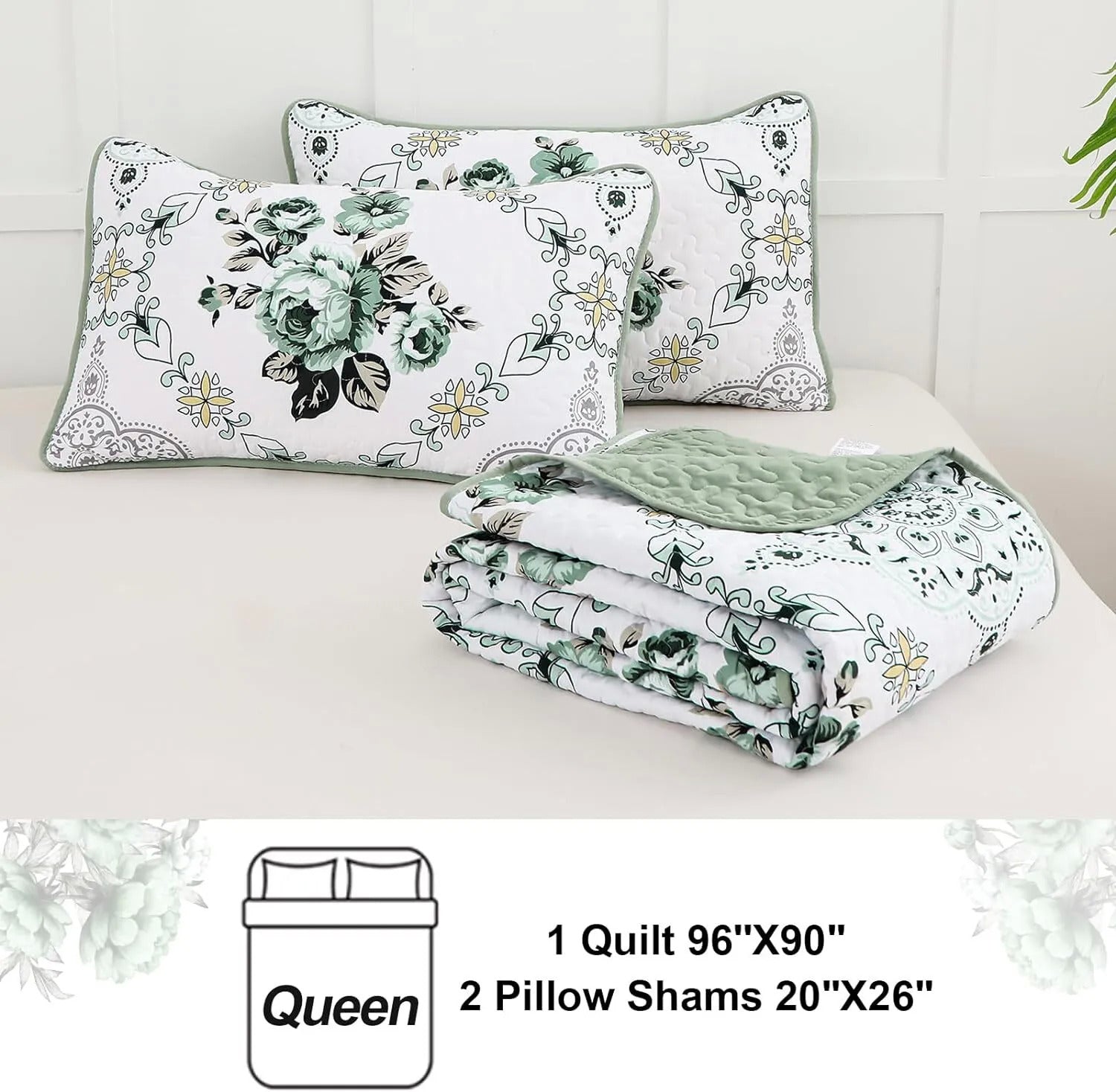 Exquisite Quilted Bedspread and Pillowcases Set: A Touch of Elegance for Your Space - Queen size 8