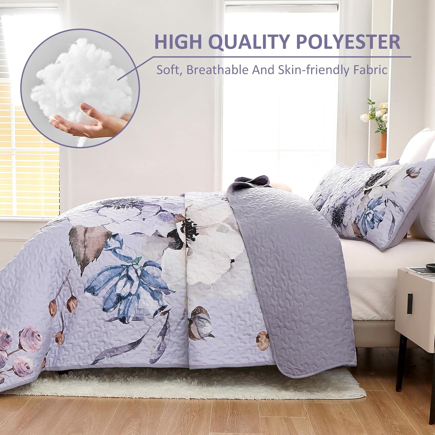 Beautiful Quilted coverlet and pillowcovers set: Comfortable and Versatile - Queen size 5