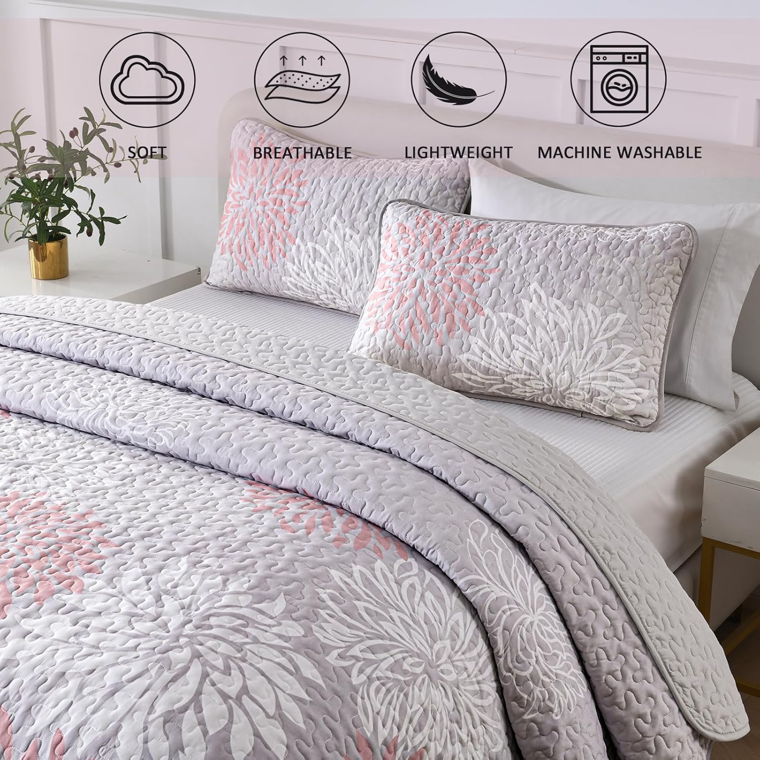 Mosaic Quilted coverlet and pillowcovers set: Unique Patchwork Design - Queen size 3