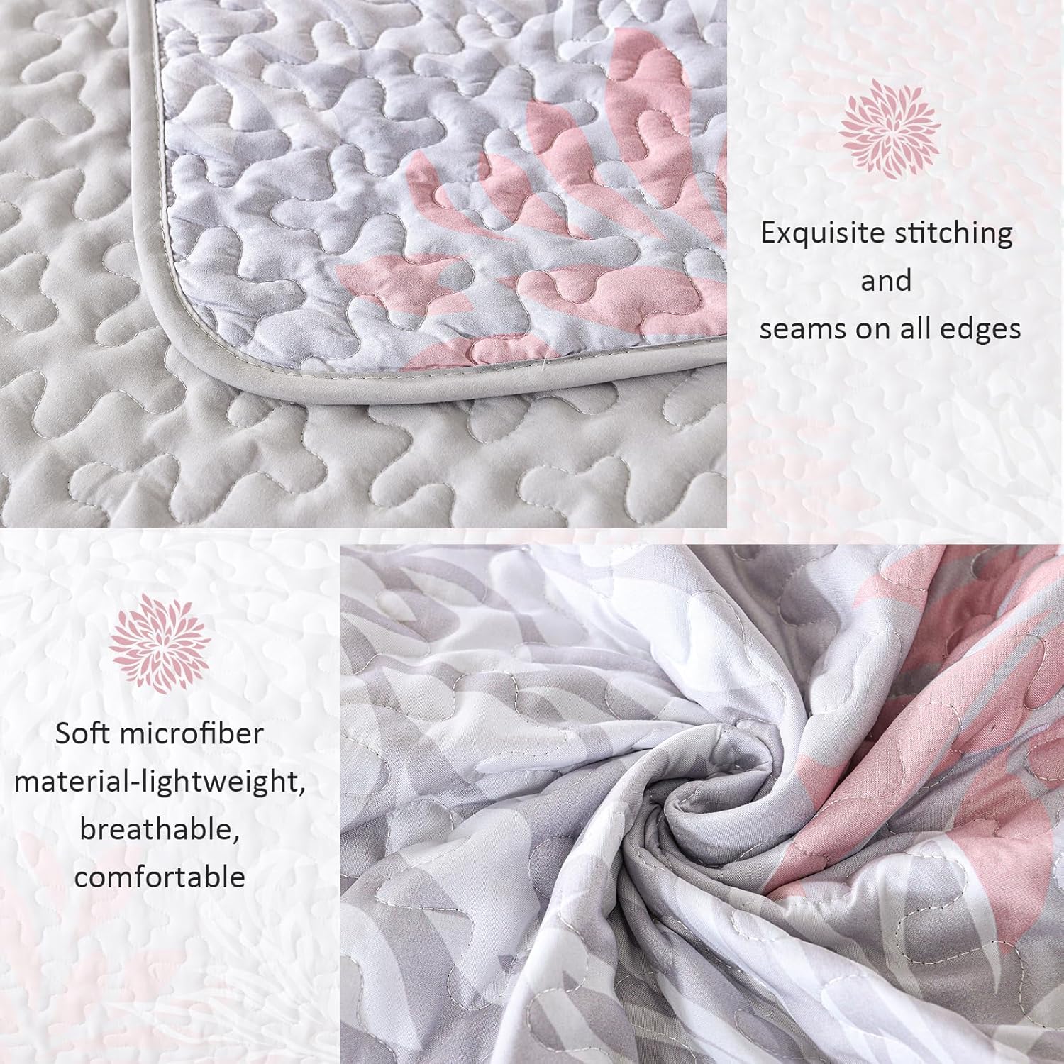 Mosaic Quilted coverlet and pillowcovers set: Unique Patchwork Design - Queen size 5