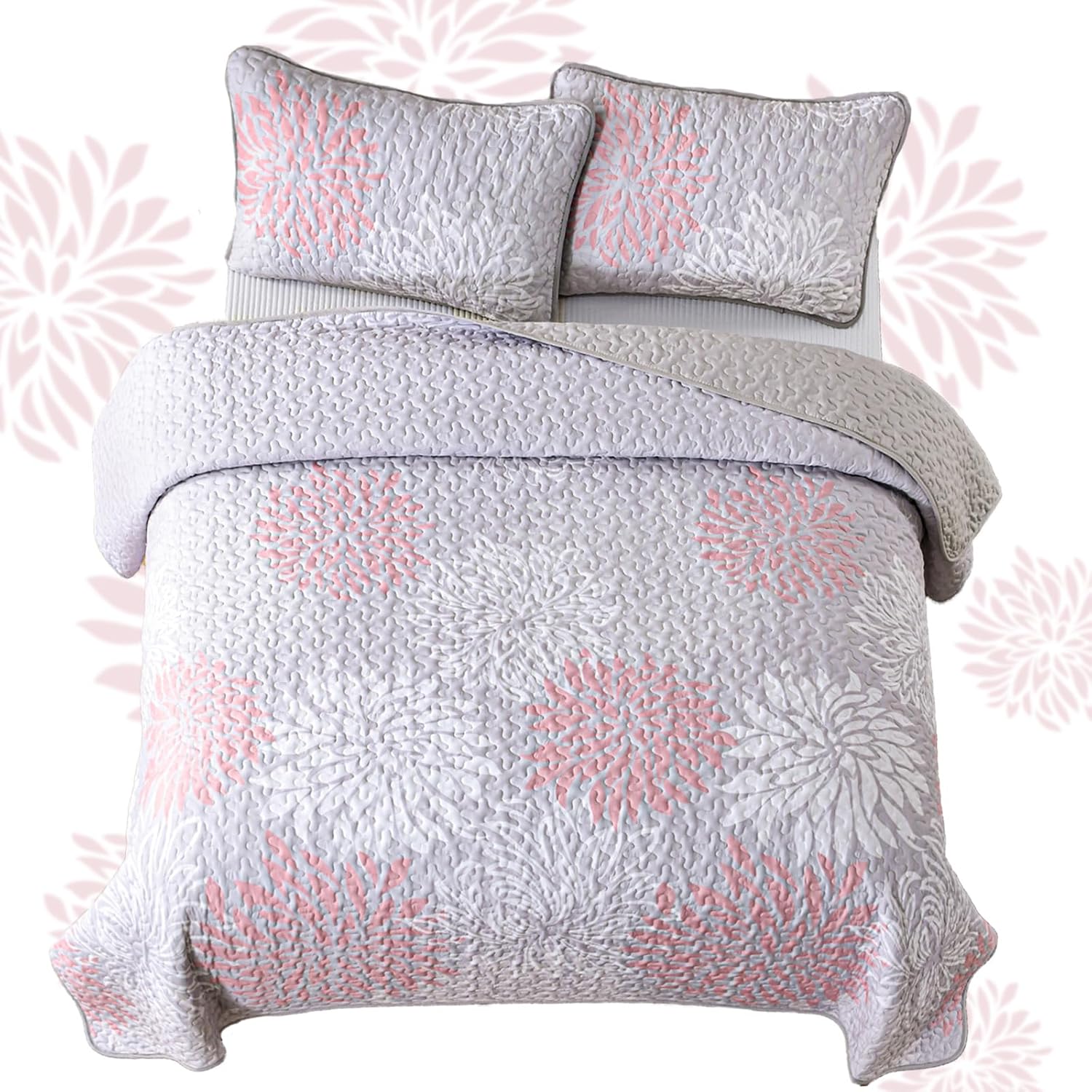 Mosaic Quilted coverlet and pillowcovers set: Unique Patchwork Design - Queen size 6