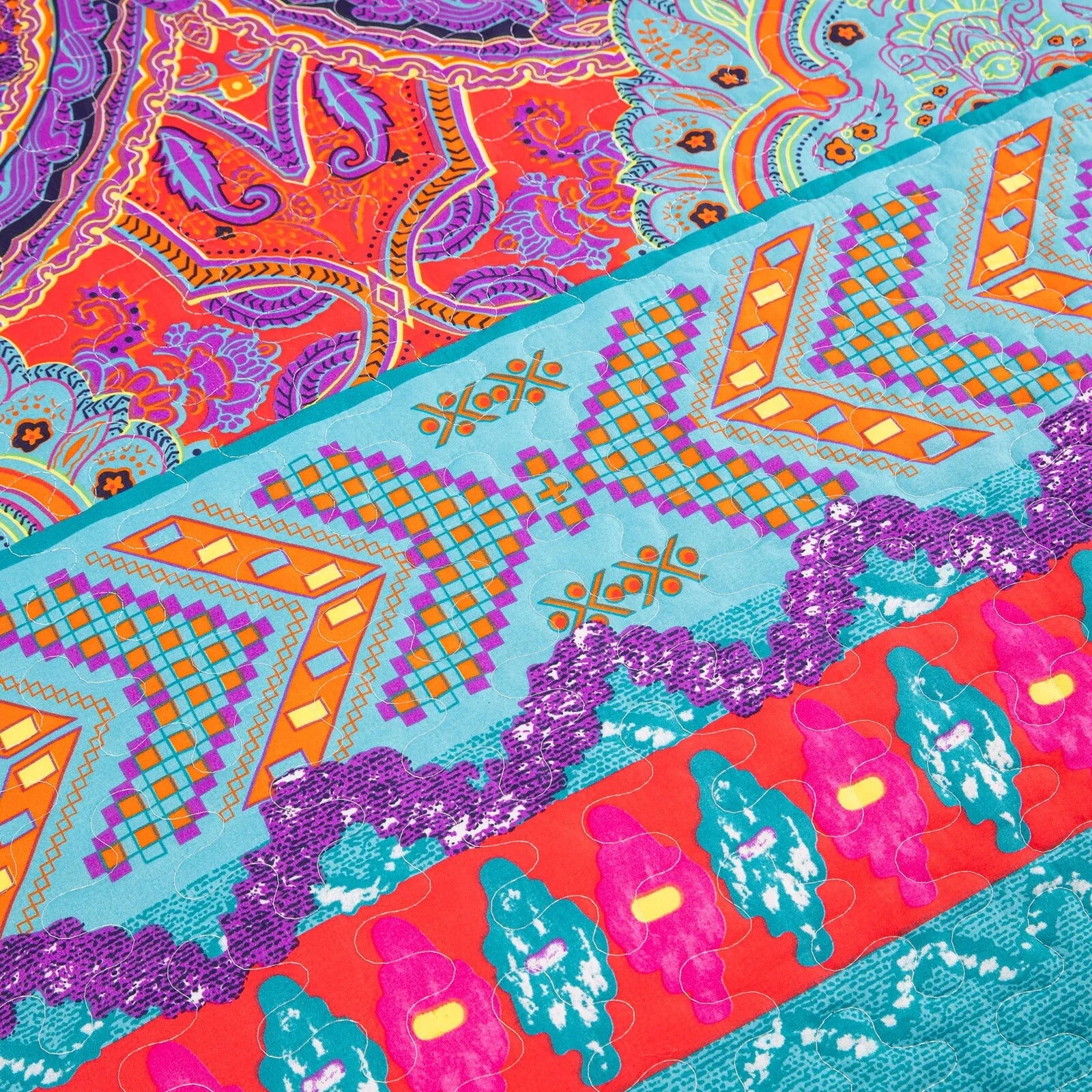 Colorful Quilted bedspread and pillowcovers set: Add a Splash of Color - Queen size 7