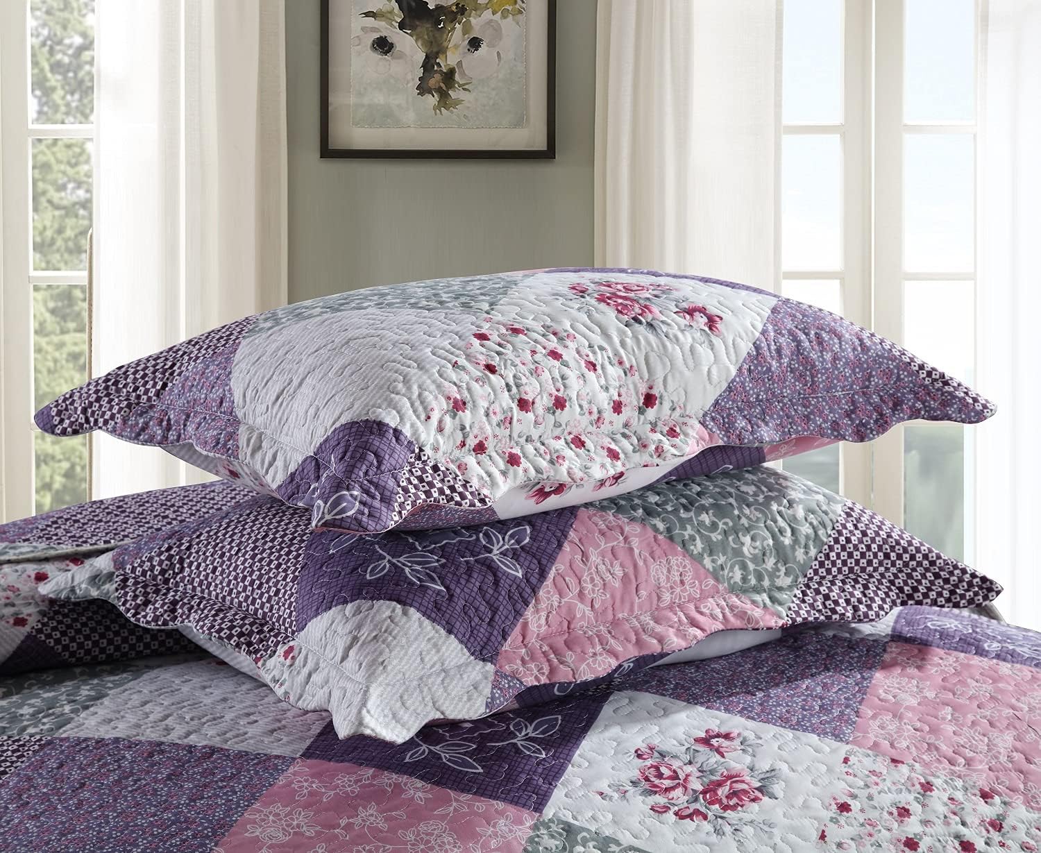 Quaint Quilted bedspread and pillowcovers set: Perfect for a Cozy Retreat - Queen size 6