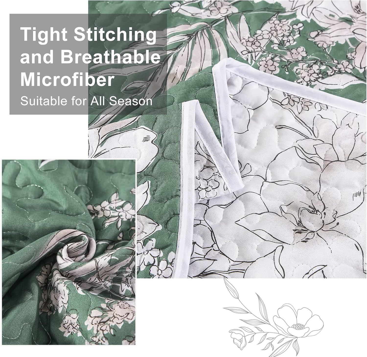 Sophisticated Quilted Coverlet and Pillowcases Set: Elevate Your Bedroom Decor - Queen size 4