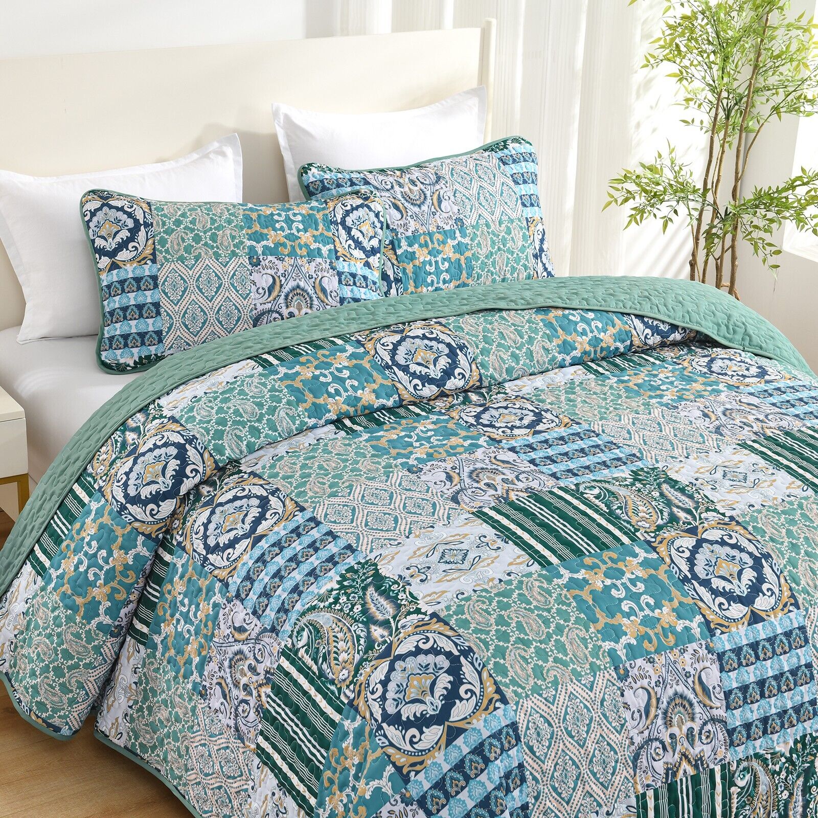 Exquisite Regal Purple 3 Pc Bedspread & Pillow Cover Set