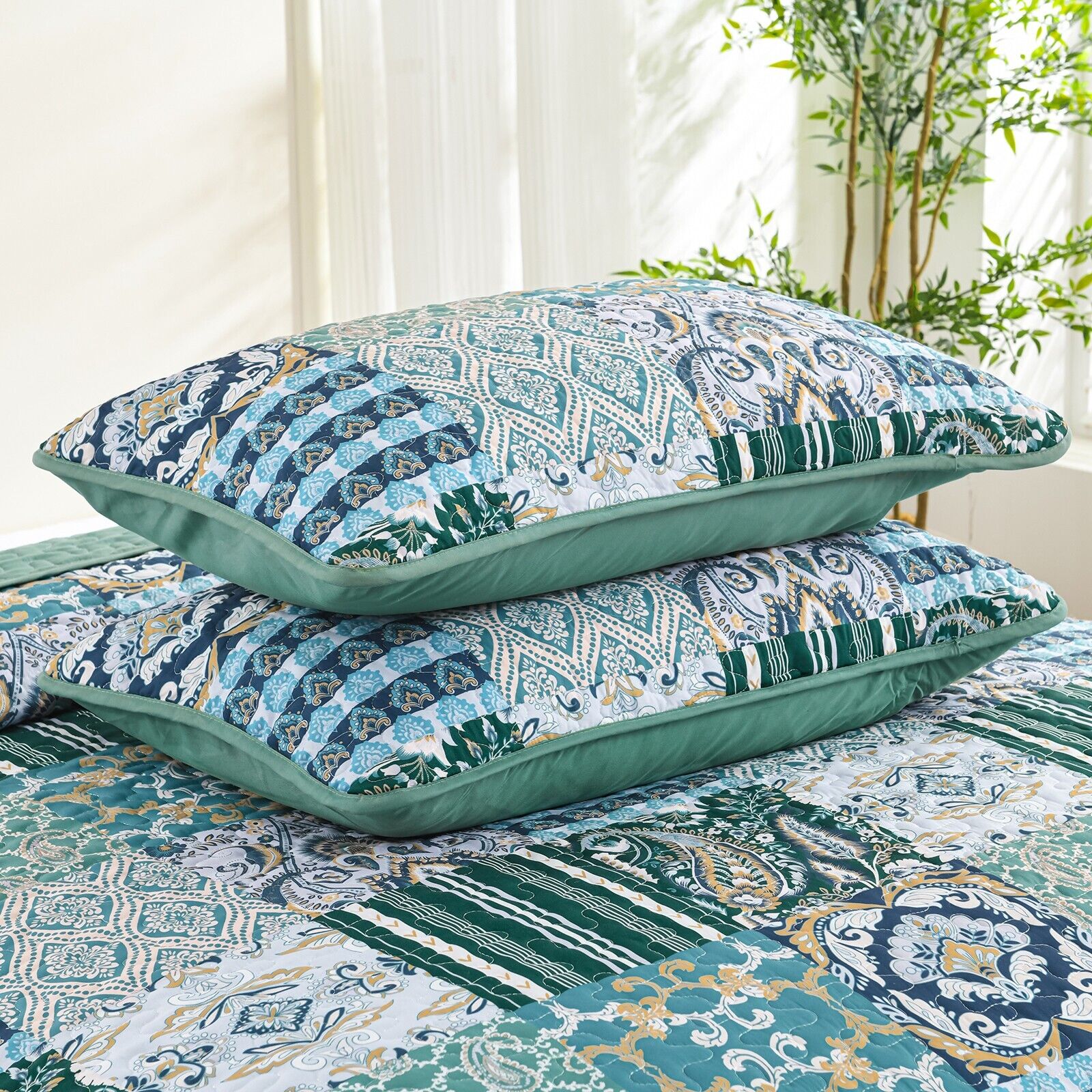 Exquisite Regal Purple 3 Pc Bedspread & Pillow Cover Set 4