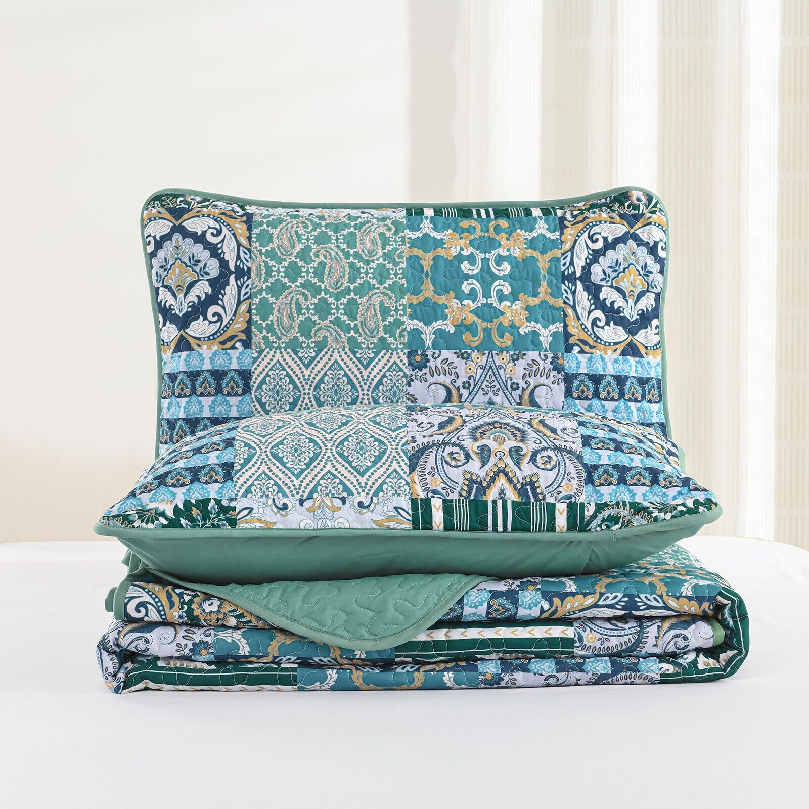 Exquisite Regal Purple 3 Pc Bedspread & Pillow Cover Set 8