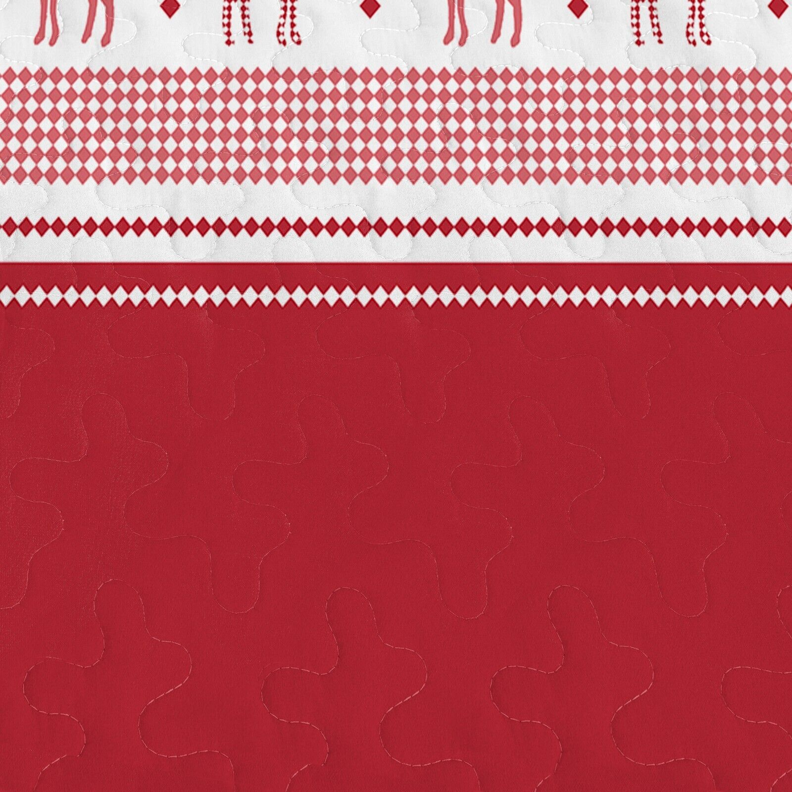 Joyful Red & white Reindeer Christmas Queen Bedspread Set 3