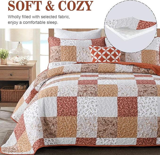 Queen Size Checkered Bedspread Set Vibrant Retro Pattern 3