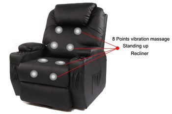 Recliner Lift Heat Massage Armchair Sofa Leather 2 Motor Chair Black 3