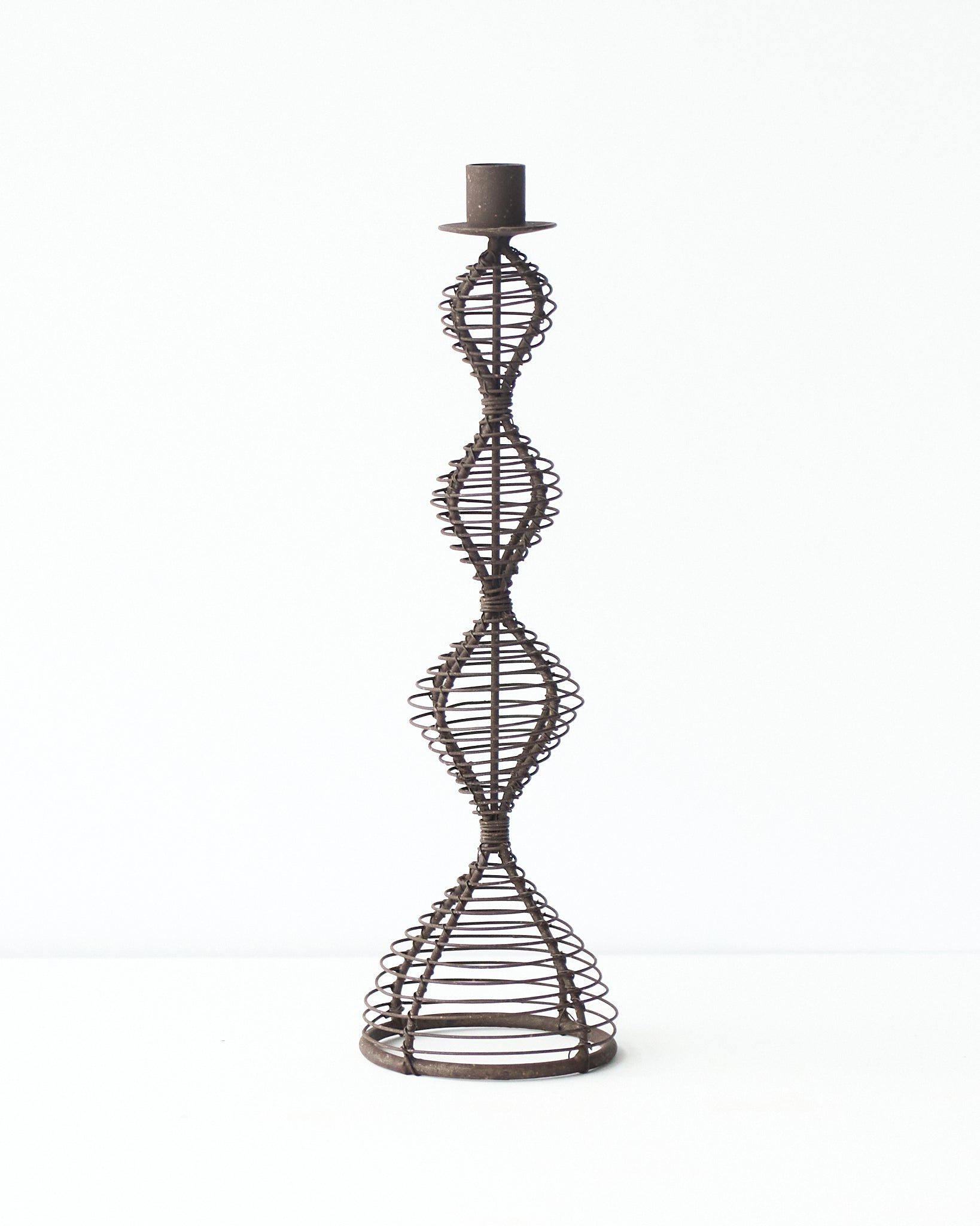 casa-verde-wire-candlestick-dakar-antique-rust-30cm