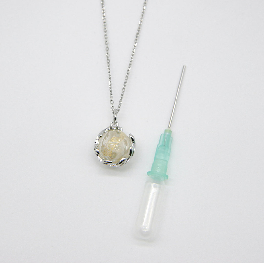 Gift Box - Aroma Necklace White Gold - Planet Stardust Crystal (Gold Clear) + Purify Oil Blend 5