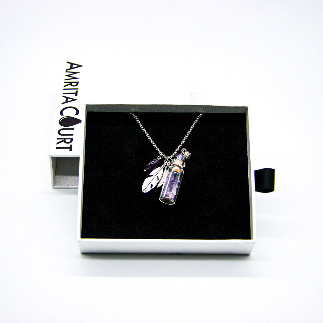 Gift Box - Crystal Bottle (Amethyst) + Purify Oil Blend 4