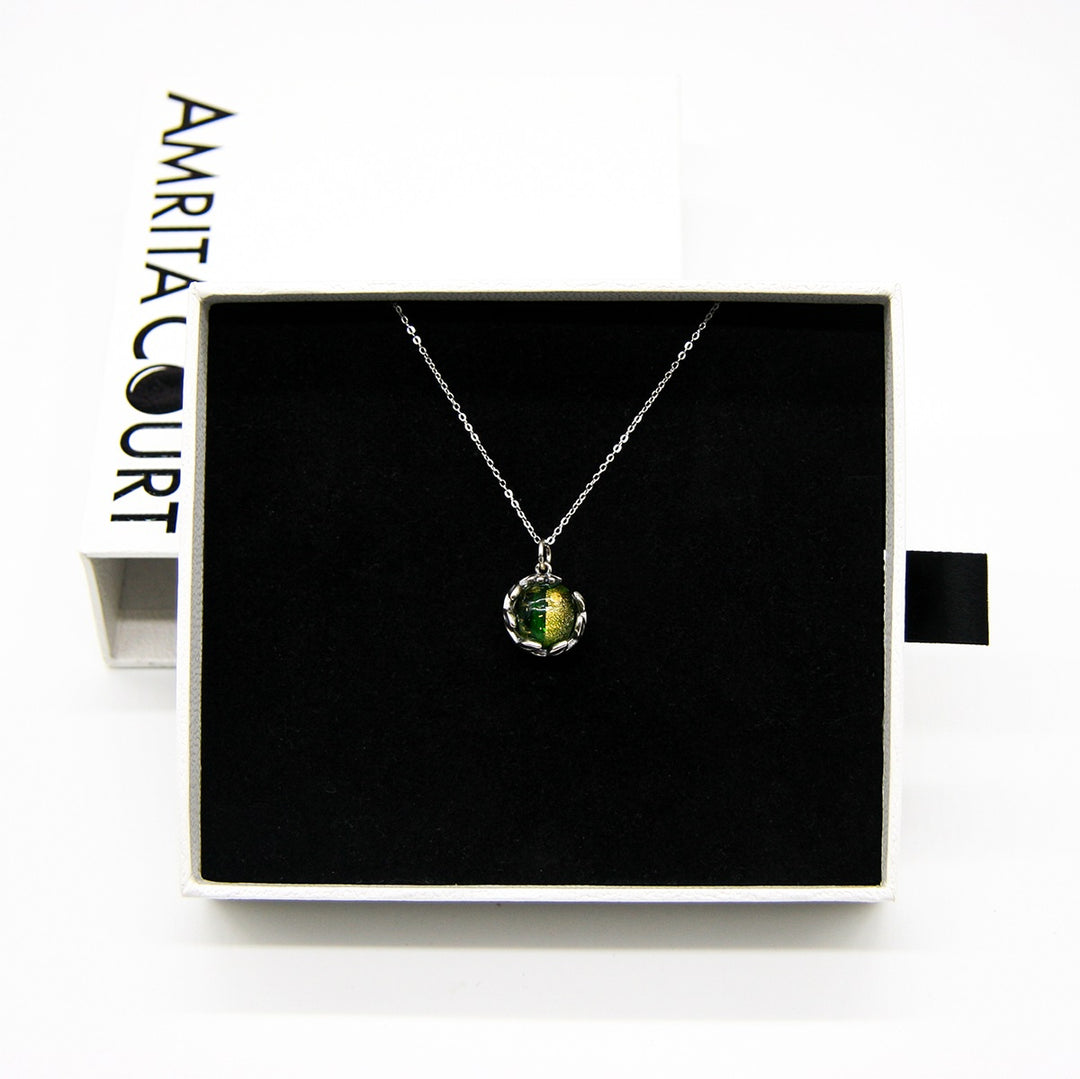 Gift Box - Aroma Necklace White Gold - Planet Aurum Verdant (Gold Green) + Purify Oil Blend 3
