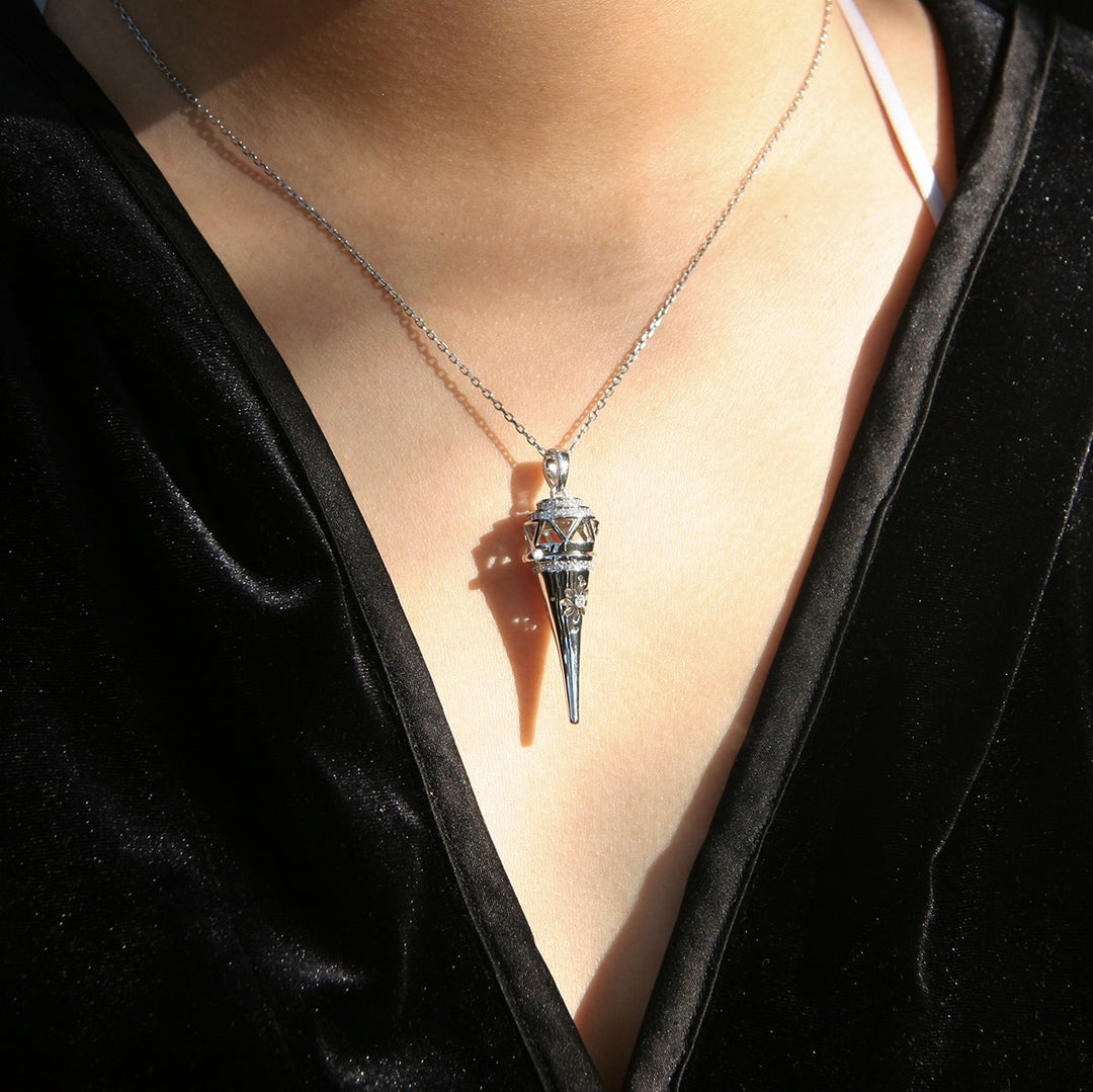 Gift Box - Cone White Gold Aroma Necklace + Purify Oil Blend 3