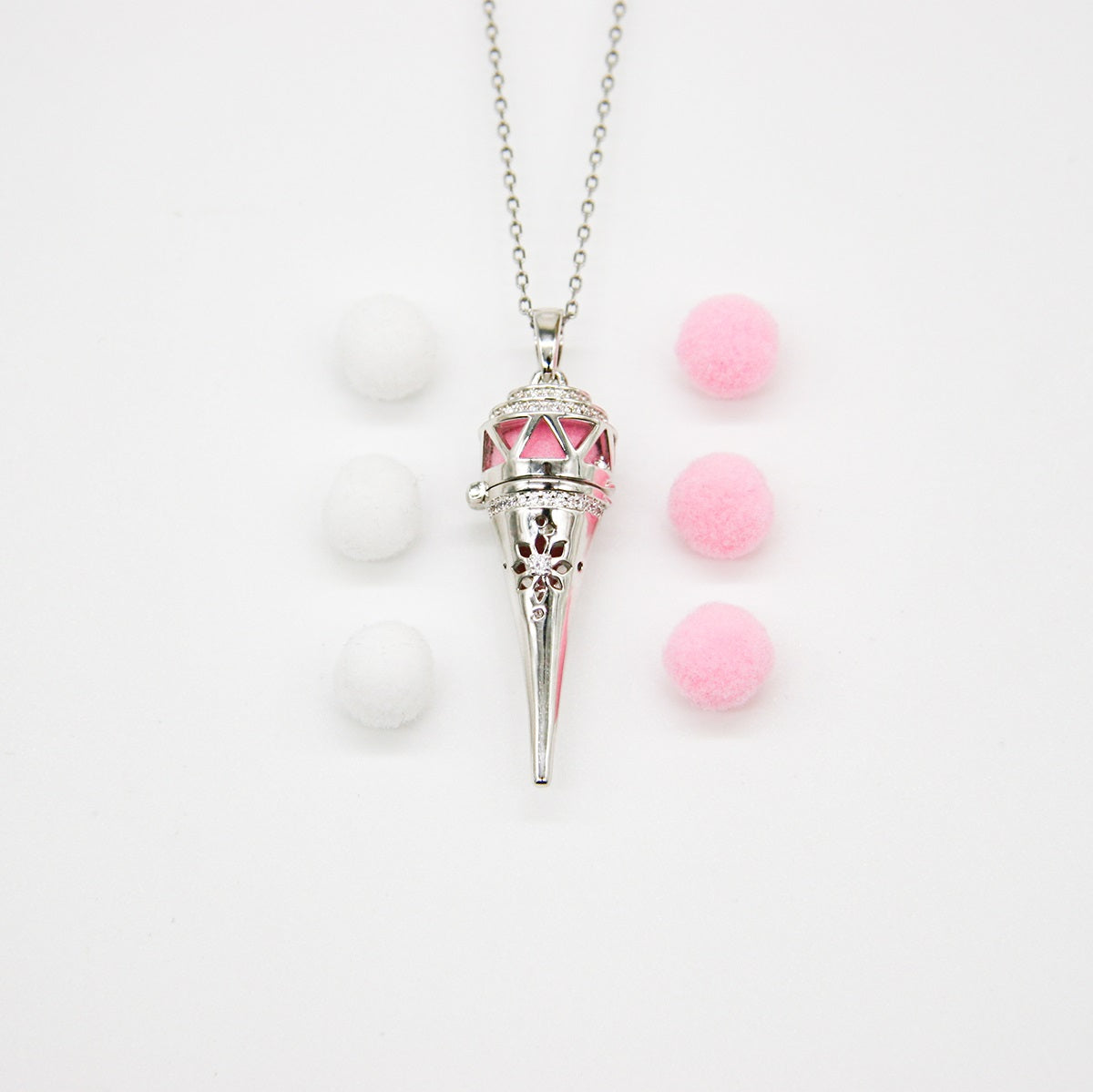 Gift Box - Cone White Gold Aroma Necklace + Purify Oil Blend 4